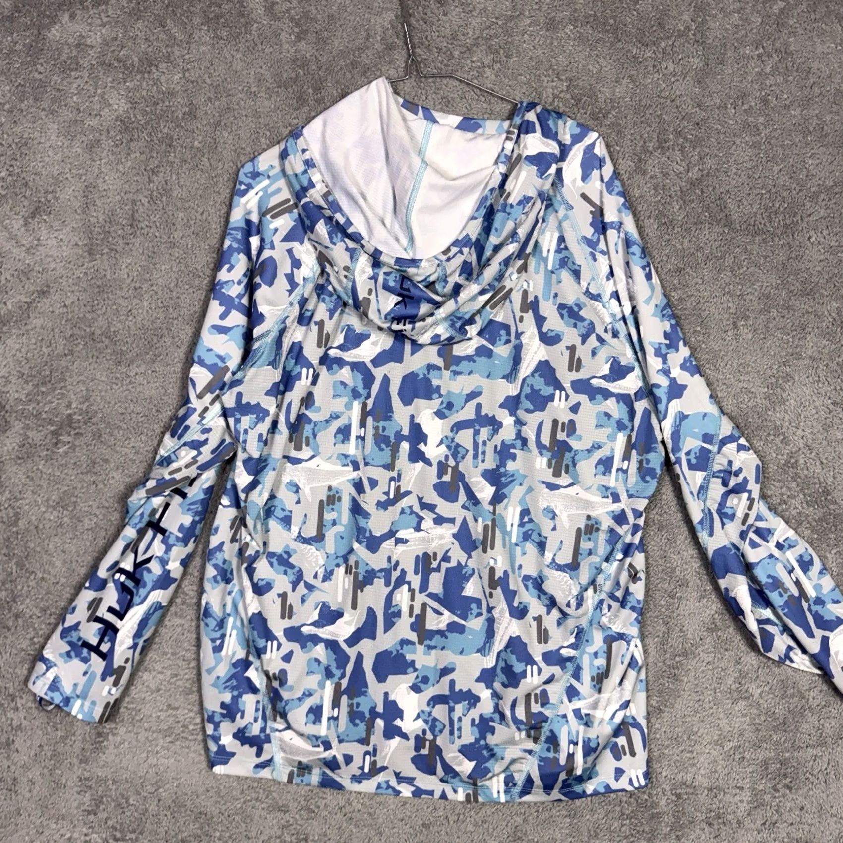 Vintage Huk Camo Fish Print L Hoodie Performance Sweatshirt Mens Blue Size US L / EU 52-54 / 3 - 7 Thumbnail