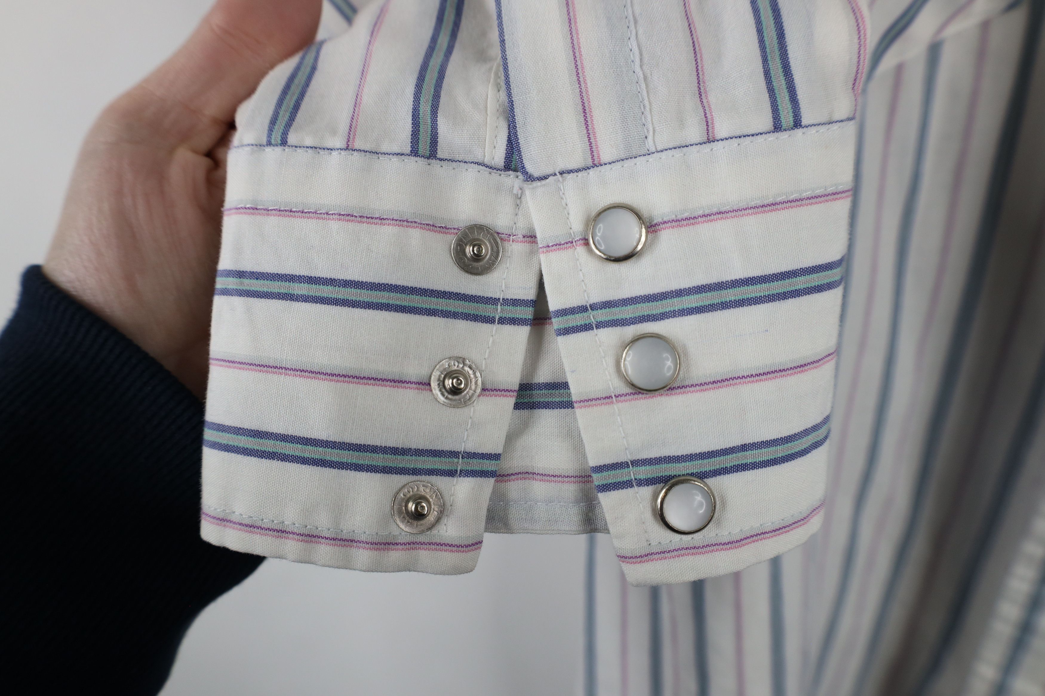 Vintage Vintage 70s 80s Rockabilly Cowboy Striped Snap Button Shirt Size US L / EU 52-54 / 3 - 6 Thumbnail
