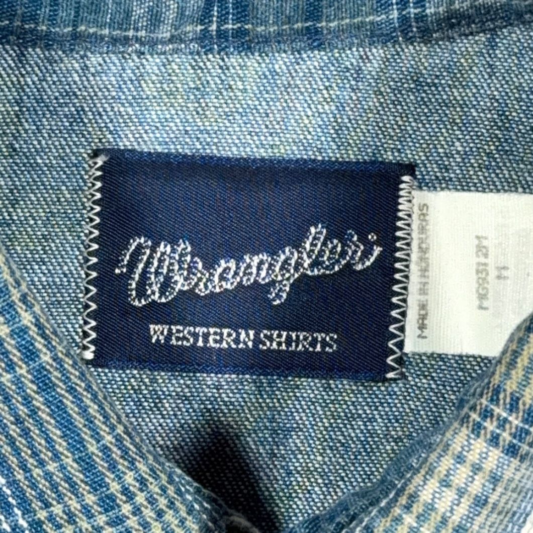 Wrangler VINTAGE Wrangler Shirt Adult MEDIUM Blue Denim Gold Buckle Deadstock Tags 90s Size US M / EU 48-50 / 2 - 4 Thumbnail