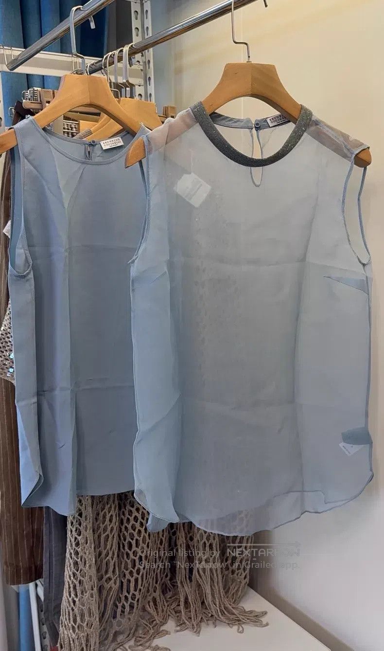 Brunello Cucinelli Brunello Cucinelli Beaded Silk Two-Piece Top Size S / US 4 / IT 40 - 6 Thumbnail