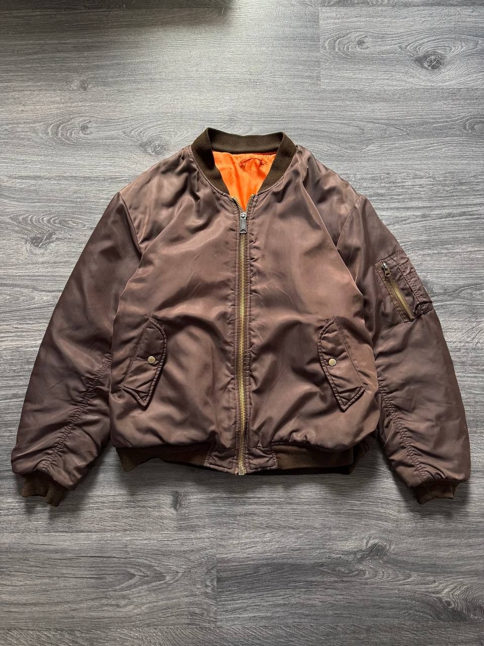 Japanese Brand Riot Riot Vintage Brown Bomber Jacket Ma 1 USAF Military Size US XL / EU 56 / 4 - 1 Thumbnail