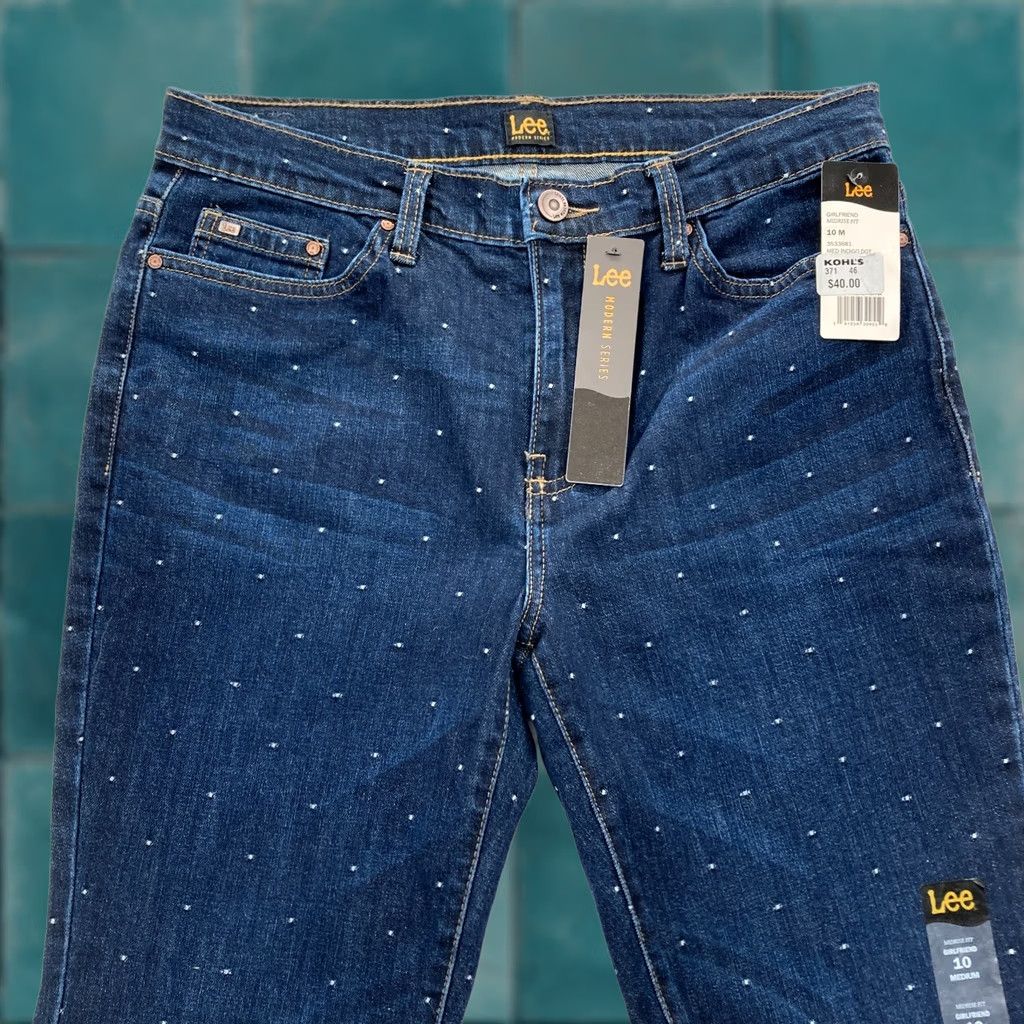 Lee Lee Modern Series Jeans Women's 10 Girlfriend Dark Wash Blue Stretch Denim Pants Size 32" / US 10 / IT 46 - 1 Thumbnail
