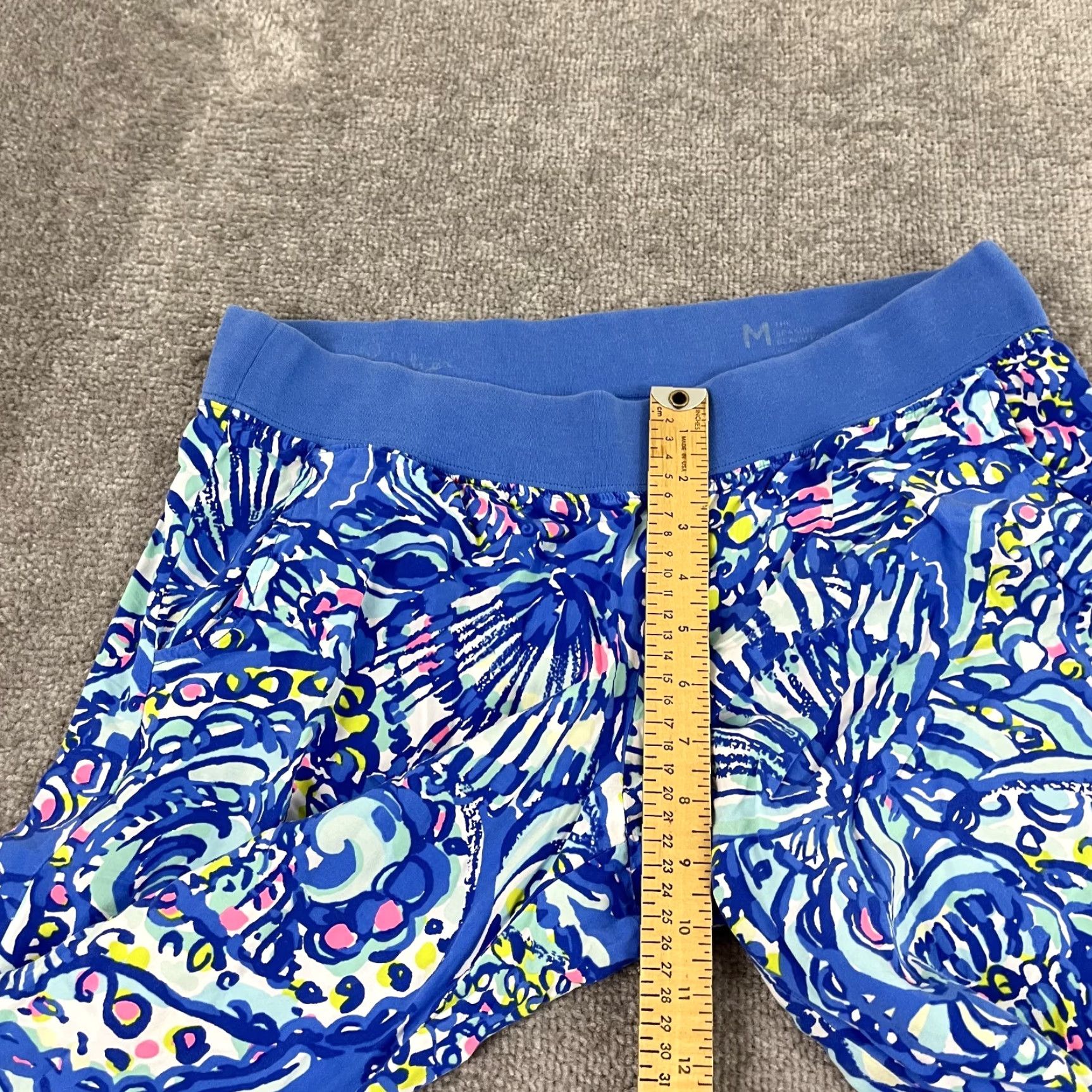 Lilly Pulitzer Lilly Pulitzer Women's Palazzos Pants Medium Blue Tropical Floral Stretch Summer Casual Size 32" / US 10 / IT 46 - 7 Thumbnail