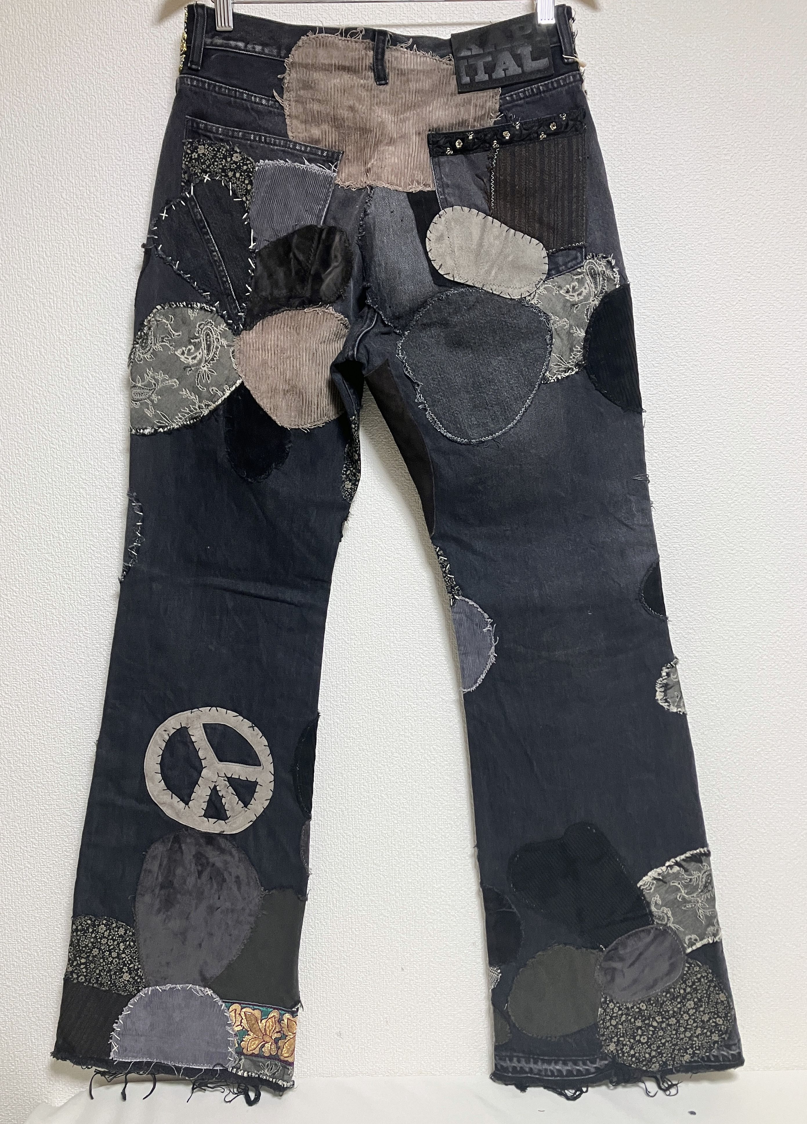 Kapital KAPITAL 14oz black denim flare jeans hippie insane remake Size US 34 / EU 50 - 2 Thumbnail