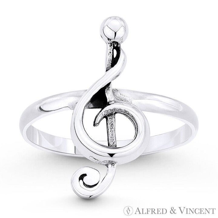 Other G-Clef Musical Symbol Charm Ring in .925 Sterling Silver Size ONE SIZE - 1 Preview