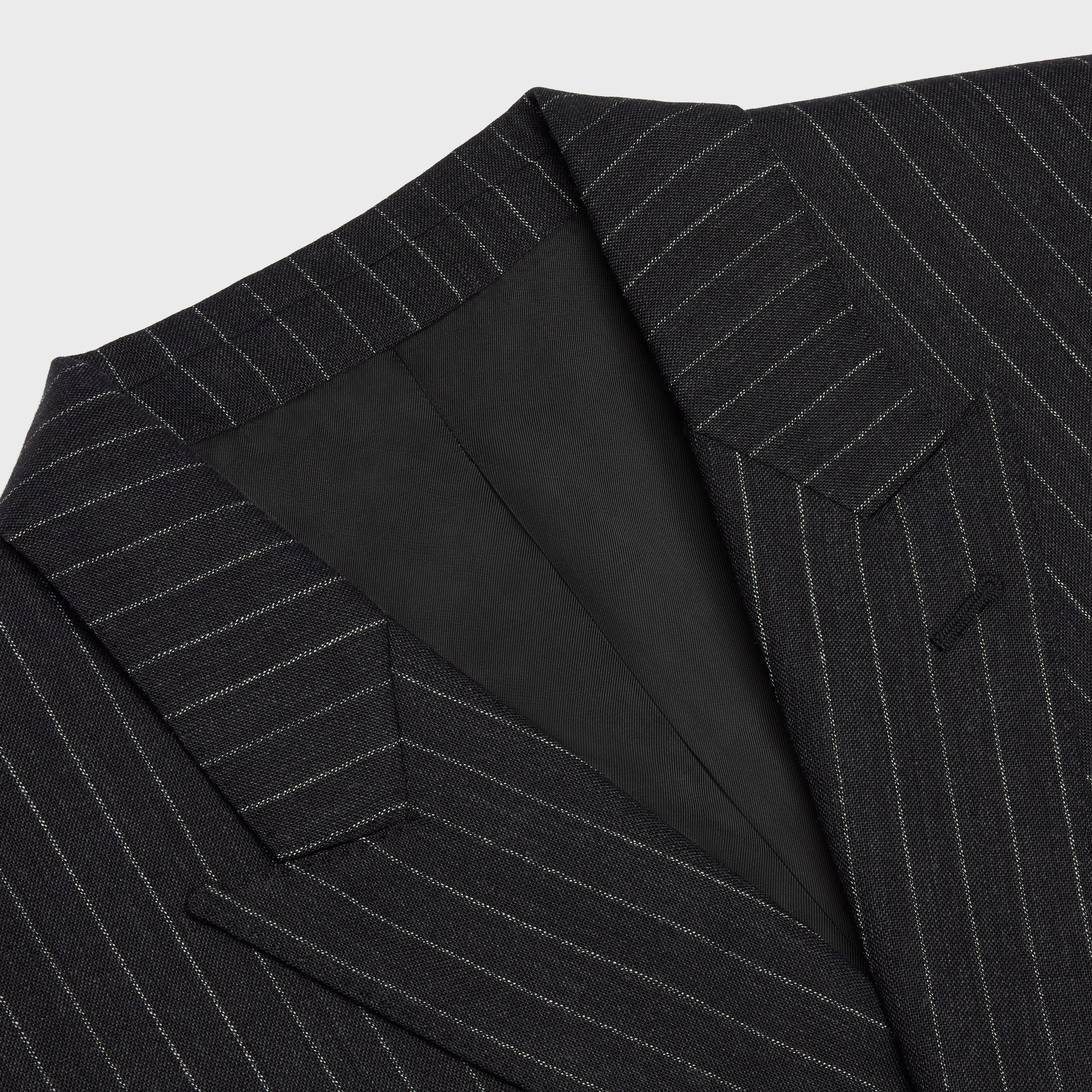 Celine o1w1db11124 Striped-Wool Rectangle Jacket in Black Size US M / EU 48-50 / 2 - 3 Thumbnail