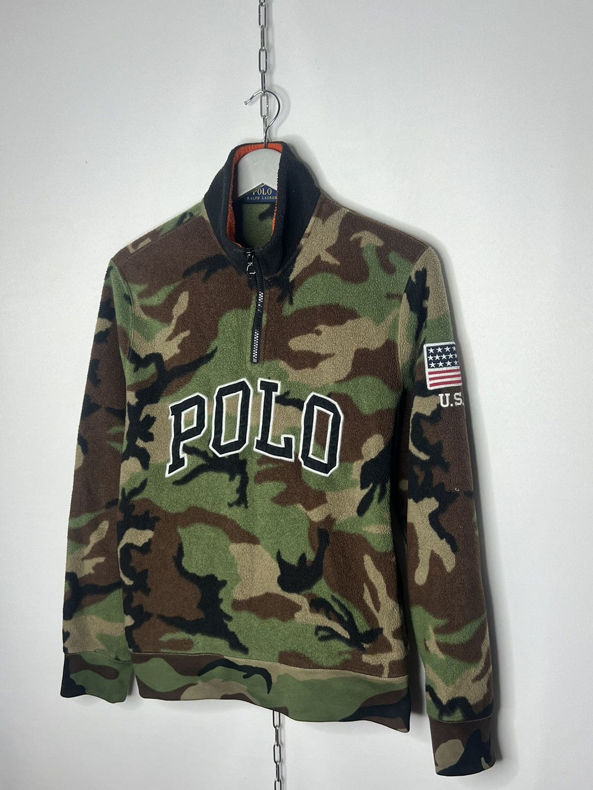 Other Vintage Polo Ralph Lauren Fleece Camo Flag Patch Zip Sweater Size US M / EU 48-50 / 2 - 2 Thumbnail