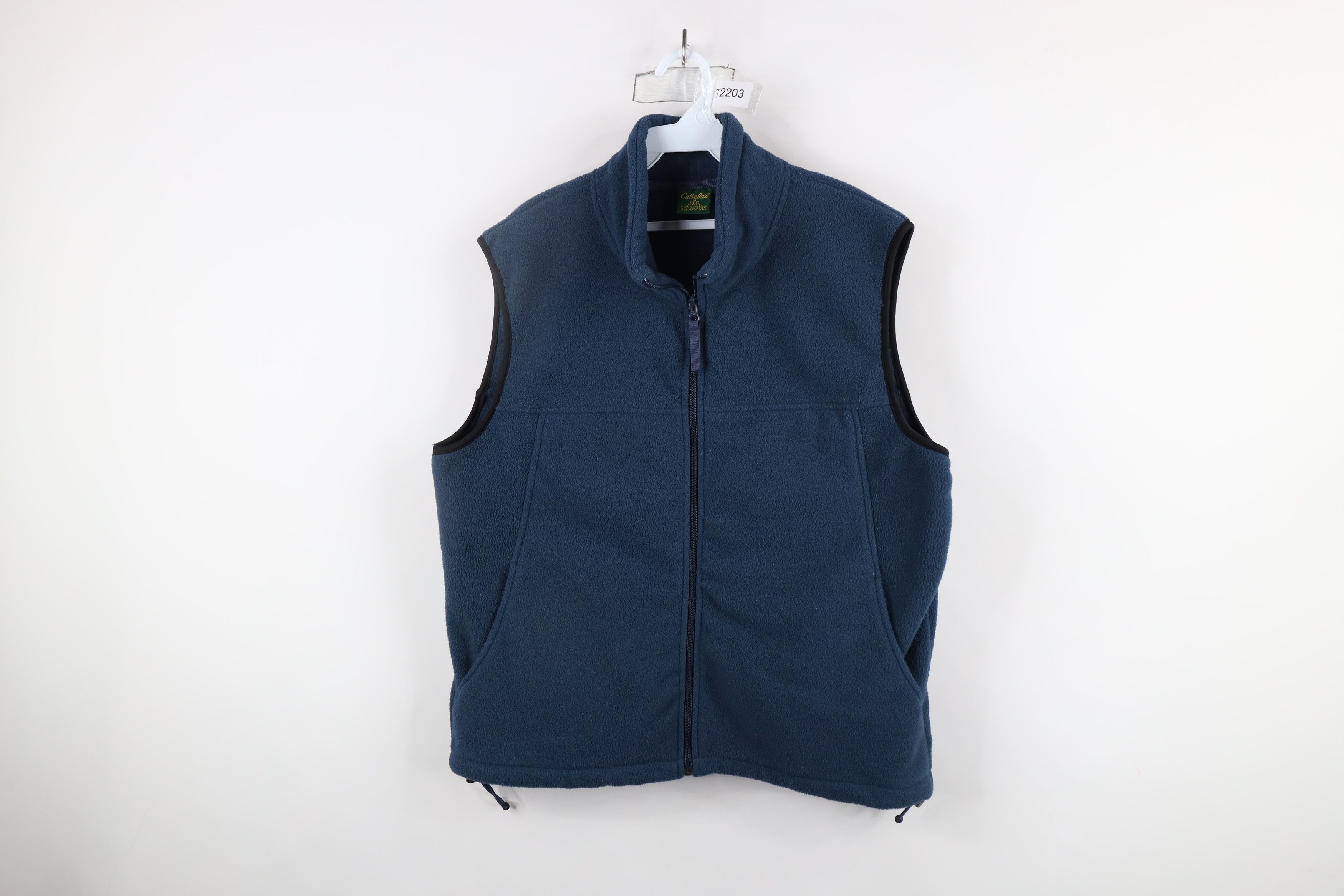 Cabelas × Vintage Vintage 90s Cabelas Blank Full Zip Fleece Vest Jacket Blue Size US M / EU 48-50 / 2 - 1 Thumbnail