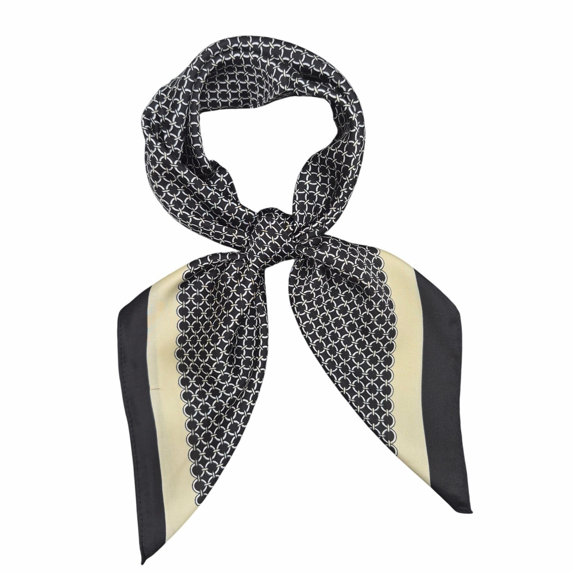 Other New Bandana Square Scarf Black and beige Elegant Classic hij Size ONE SIZE - 3 Thumbnail