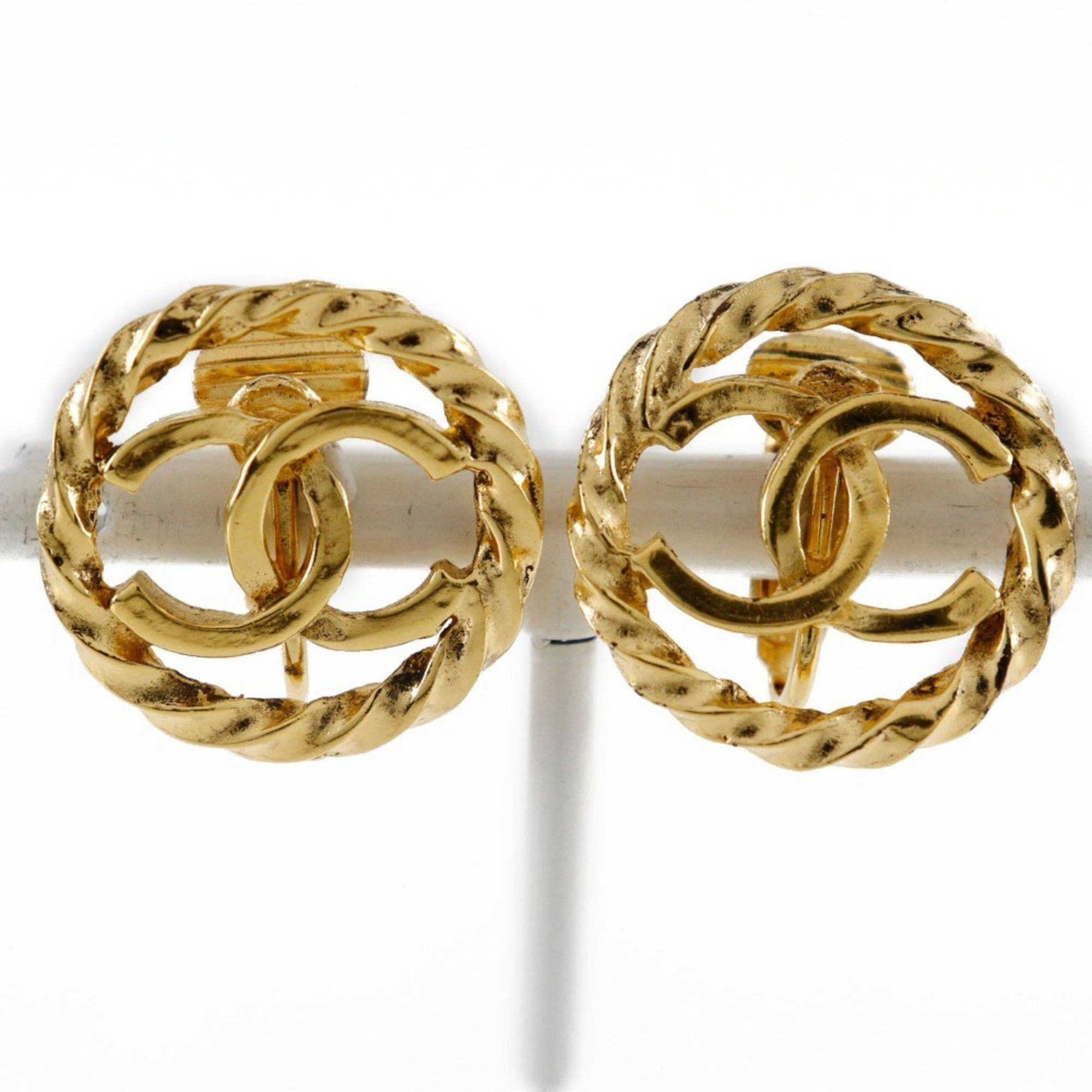 Chanel CHANEL COCO Mark Earrings, Gold Plated, Approx. 7.0g, Mark, Women's Size ONE SIZE - 1 Thumbnail