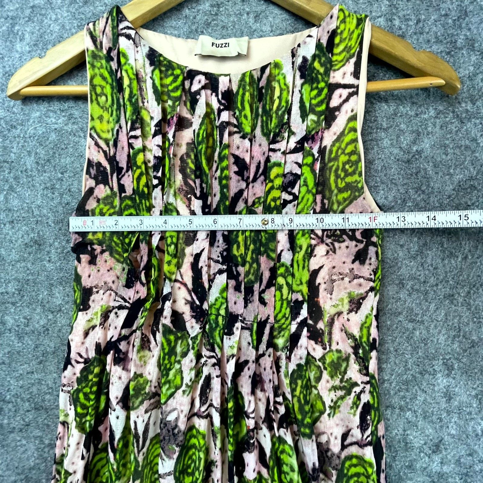 FUZZI Fuzzi Dress Small Green Pink Pleated Gauzy Whimsical Fairy Size S / US 4 / IT 40 - 6 Thumbnail
