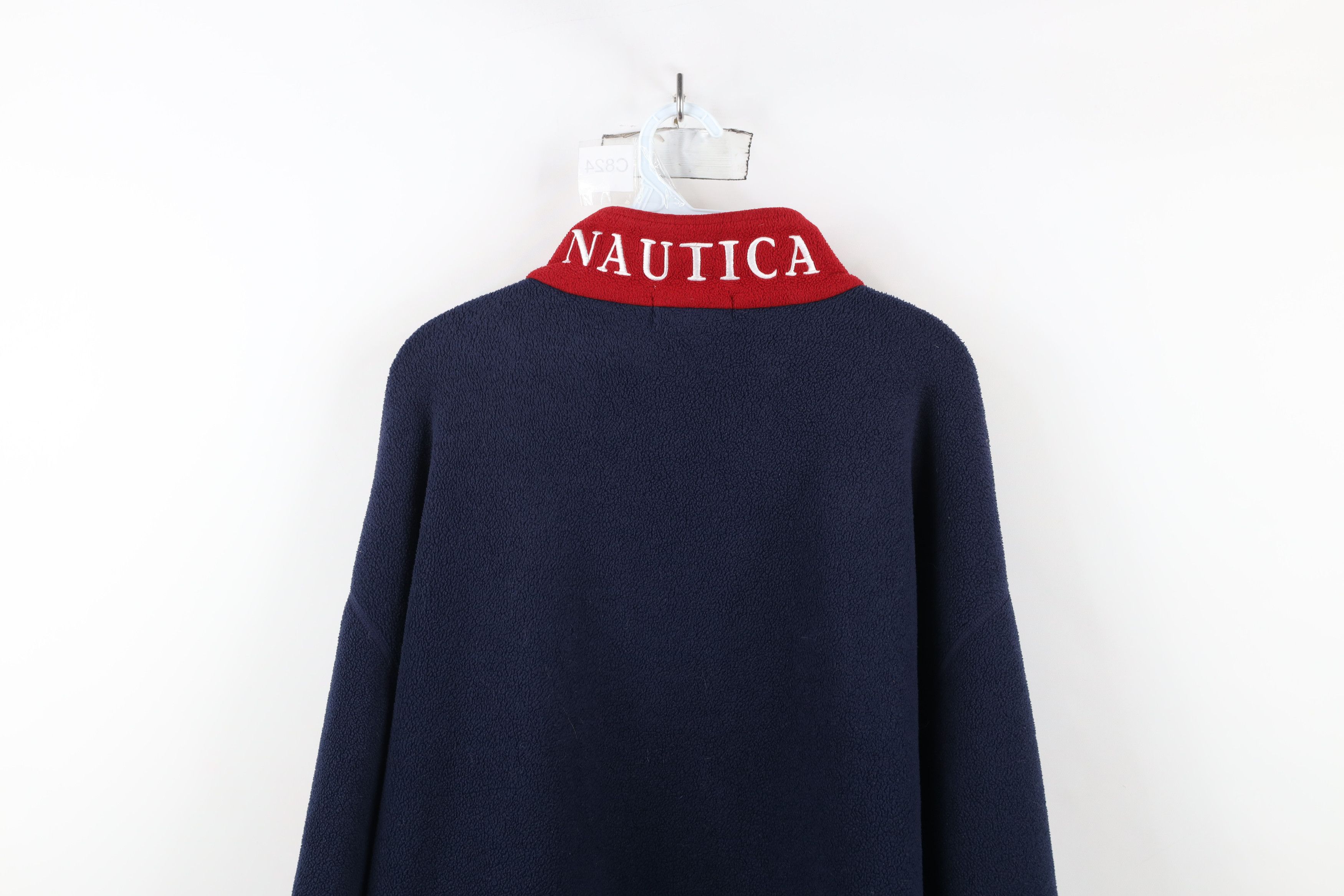 Nautica × Vintage Vintage 90s Nautica Spell Half Zip Fleece Sweater Blue USA Size US XL / EU 56 / 4 - 15 Thumbnail