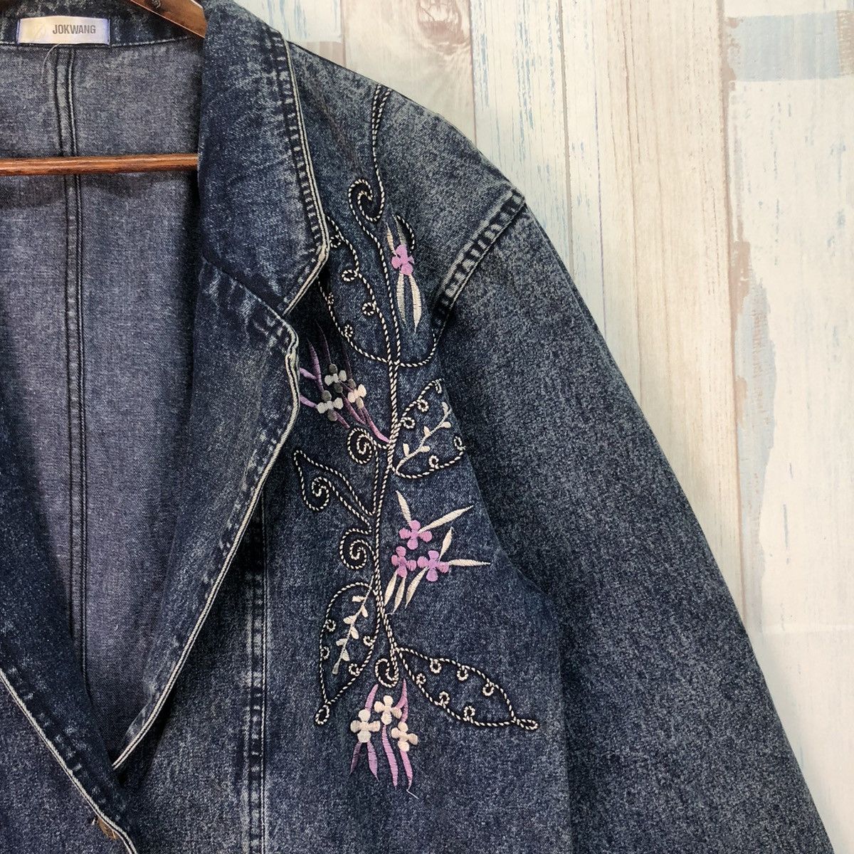 Japanese Brand × Vintage Vintage Jokwan Floral Embroidery Denim Jacket Size US L / EU 52-54 / 3 - 5 Thumbnail