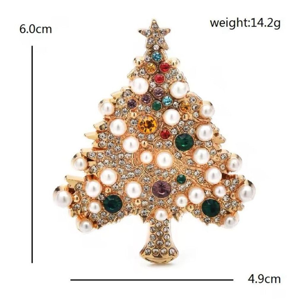 Other Luxury Pearl Crystal Christmas Tree Gold Brooch Size ONE SIZE - 3 Thumbnail