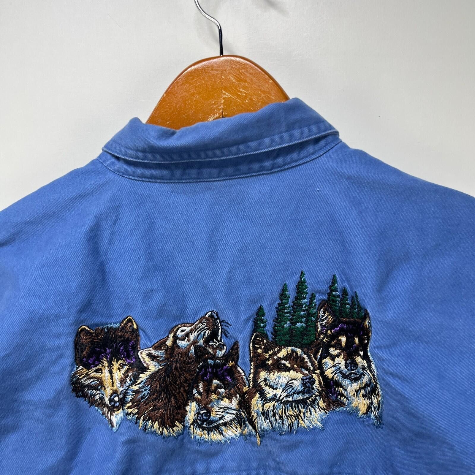 Vintage Vintage 90s Wolf Animal Nature Button Up Shirt Medium Size US M / EU 48-50 / 2 - 3 Thumbnail