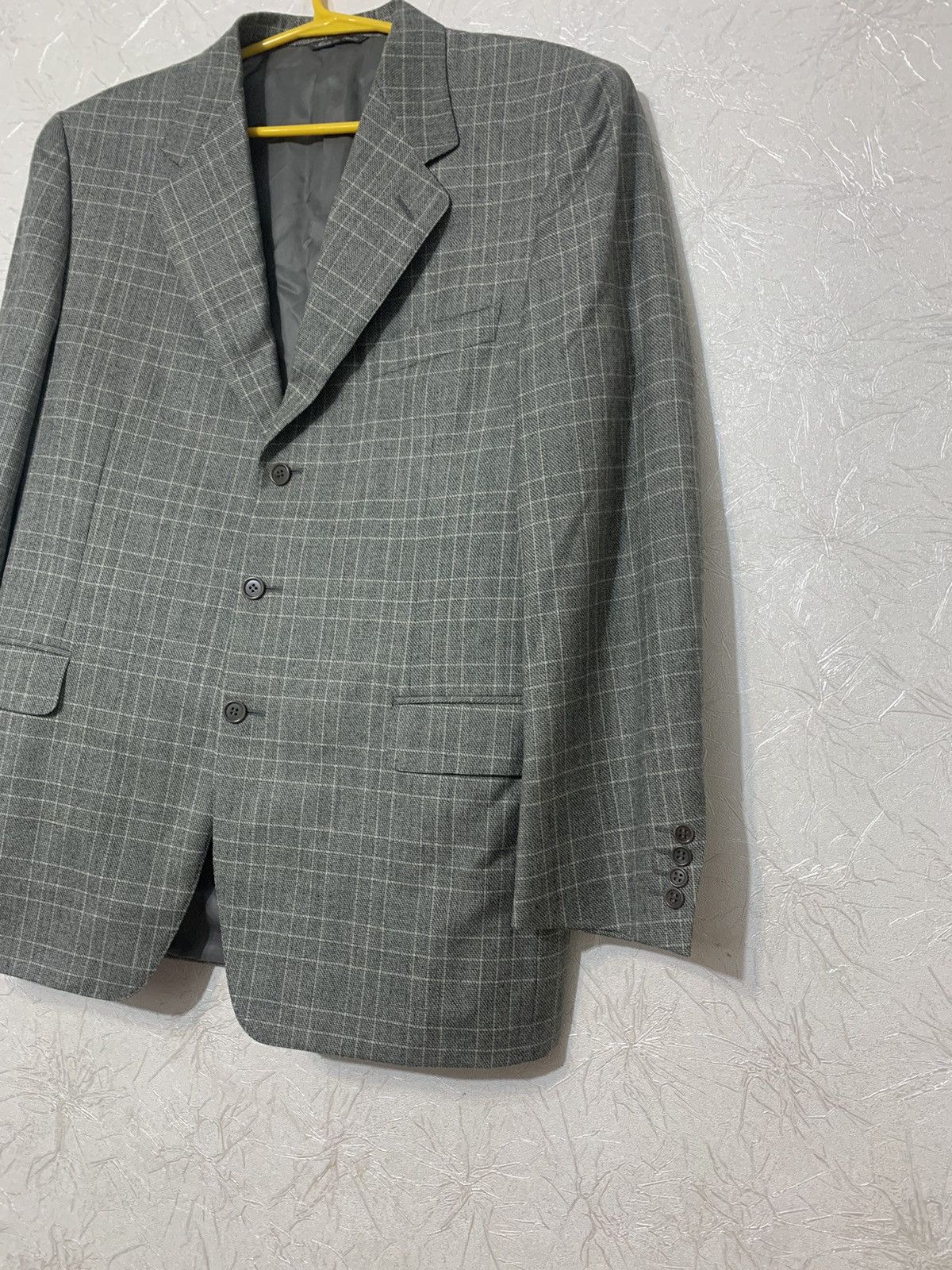 Canali Canali Luxury Grey Wool Plaid Blazer Made in Italy Size 52 Size 52R - 2 Thumbnail