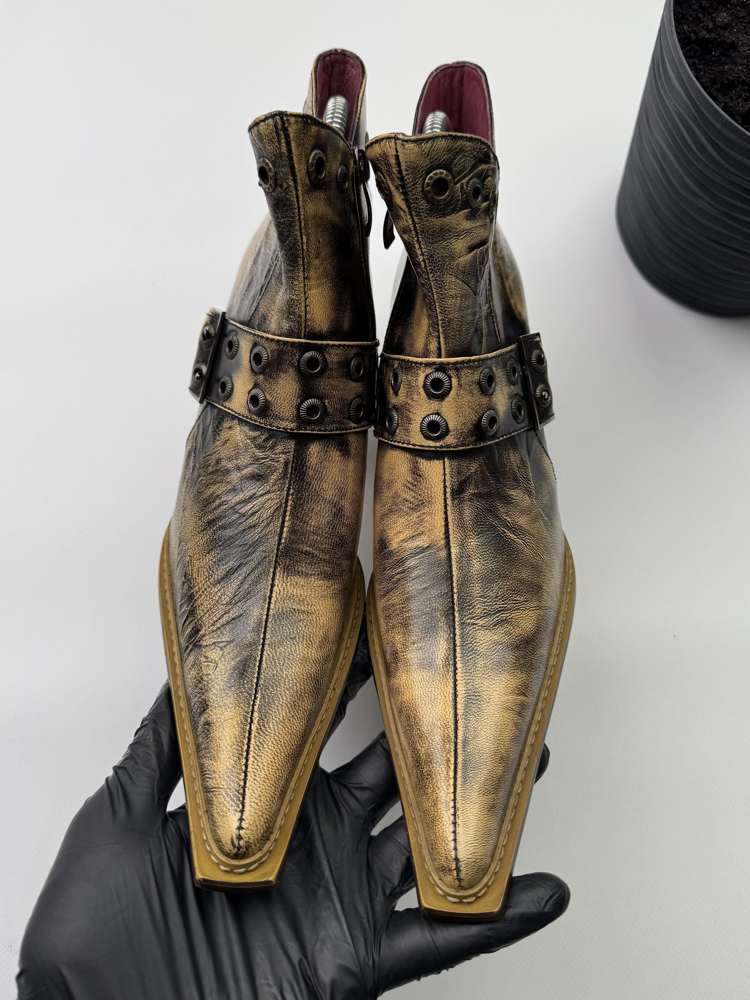 Hysteric Glamour Vintage Faded Leather Boots With Straps (441) Size US 7 / IT 37 - 5 Thumbnail