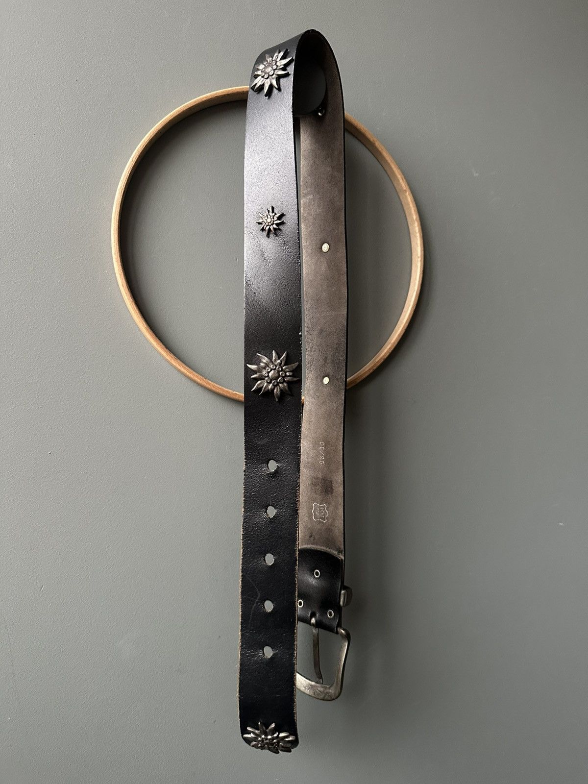Vintage Vintage Italy Leather Belt Edelweiss Metal Concho Size ONE SIZE - 7 Thumbnail