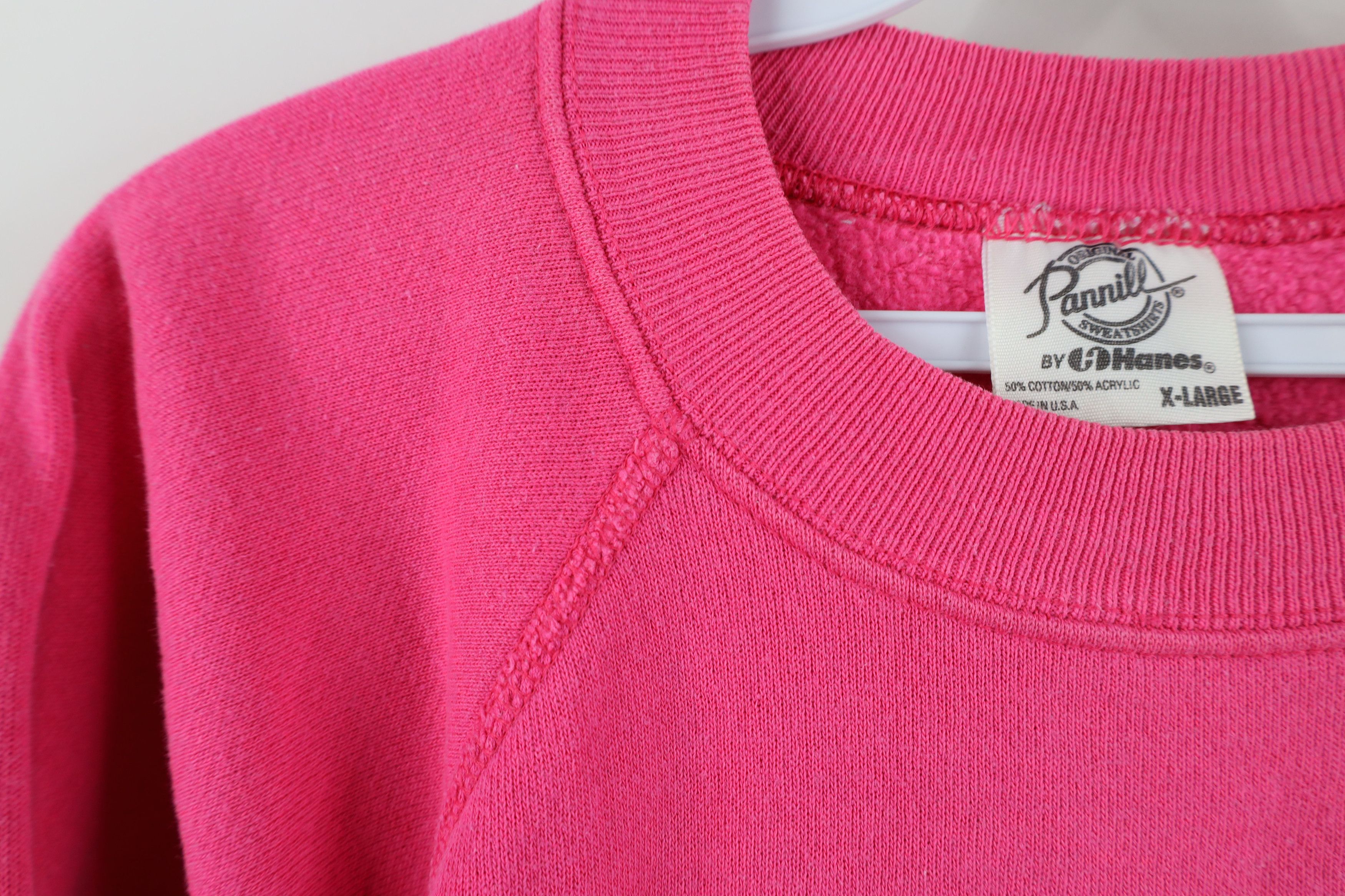 Hanes Vintage 80s Hanes Blank Raglan Crewneck Sweatshirt Pink USA Size XL / US 12-14 / IT 48-50 - 5 Thumbnail