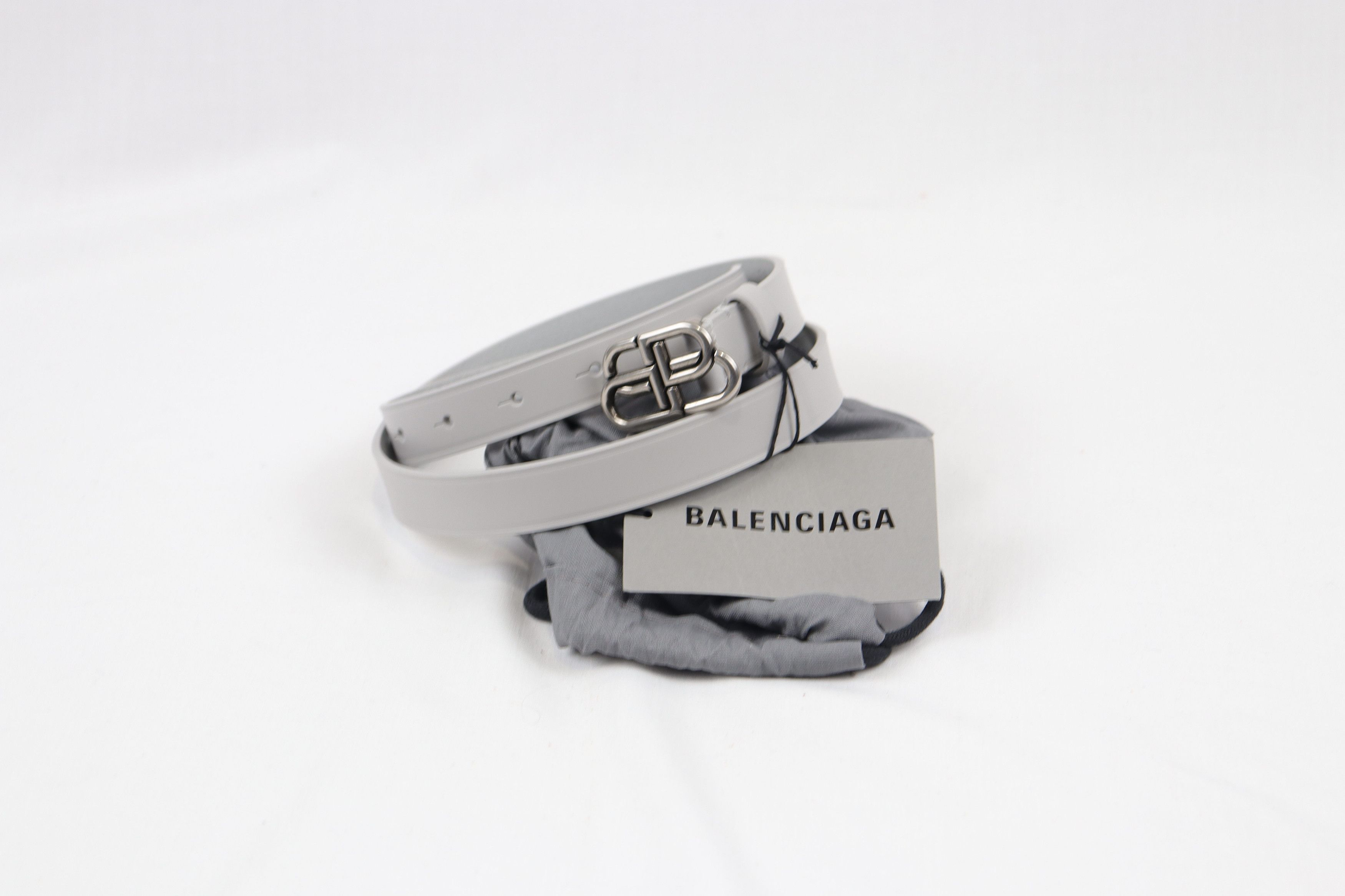 Balenciaga o1rshd11223 Unisex BB Logo Belt in Grey Size: 80cm Size ONE SIZE - 1 Thumbnail