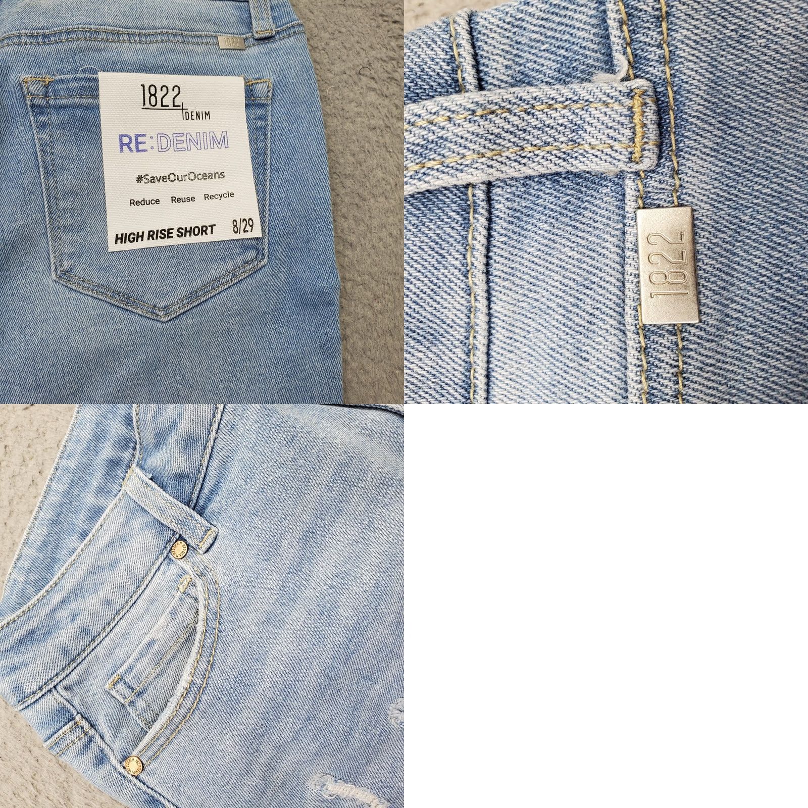 Vintage 1822 Denim Repreve Shorts Womens 8 Blue Denim High Rise Distressed Raw Hem Bermuda Shorts Womens 8 Denim Blue 1822 Denim Womens Size 8 Size 30" / US 8 / IT 44 - 8 Thumbnail