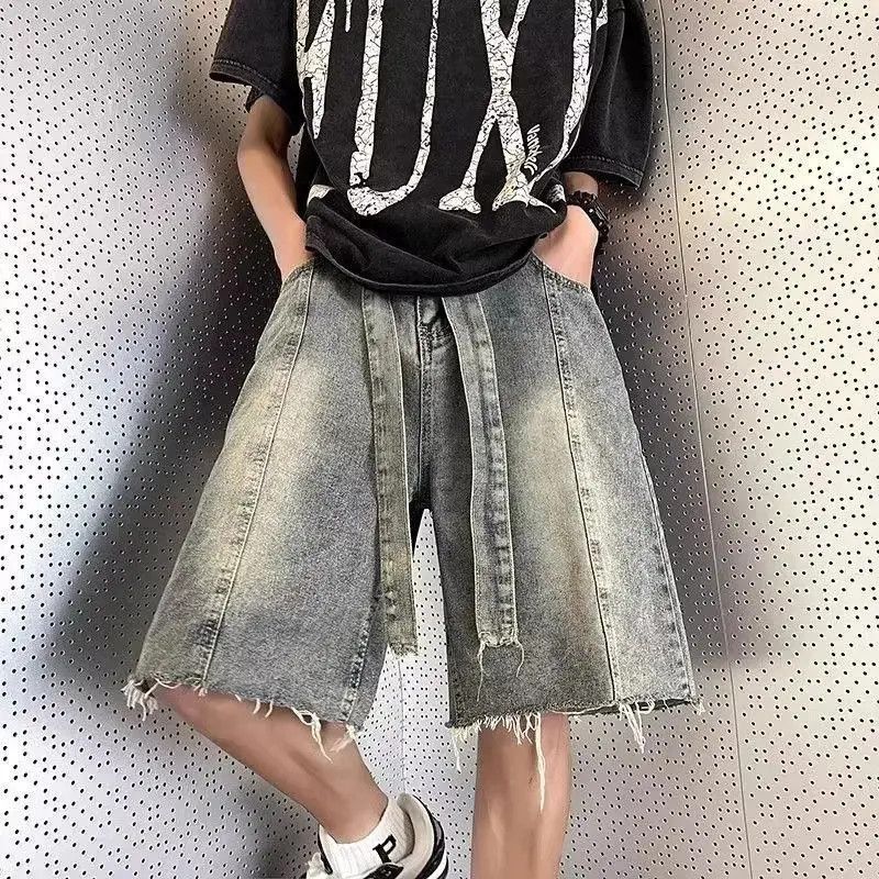 Japanese Brand Retro loose fitting wide leg washed denim shorts Size US 32 / EU 48 - 2 Thumbnail
