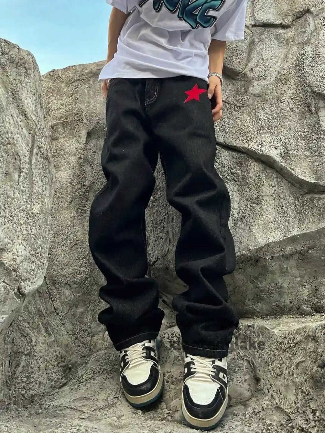 Designer × Jean × Vintage y2k pattern skate hiphop baggy