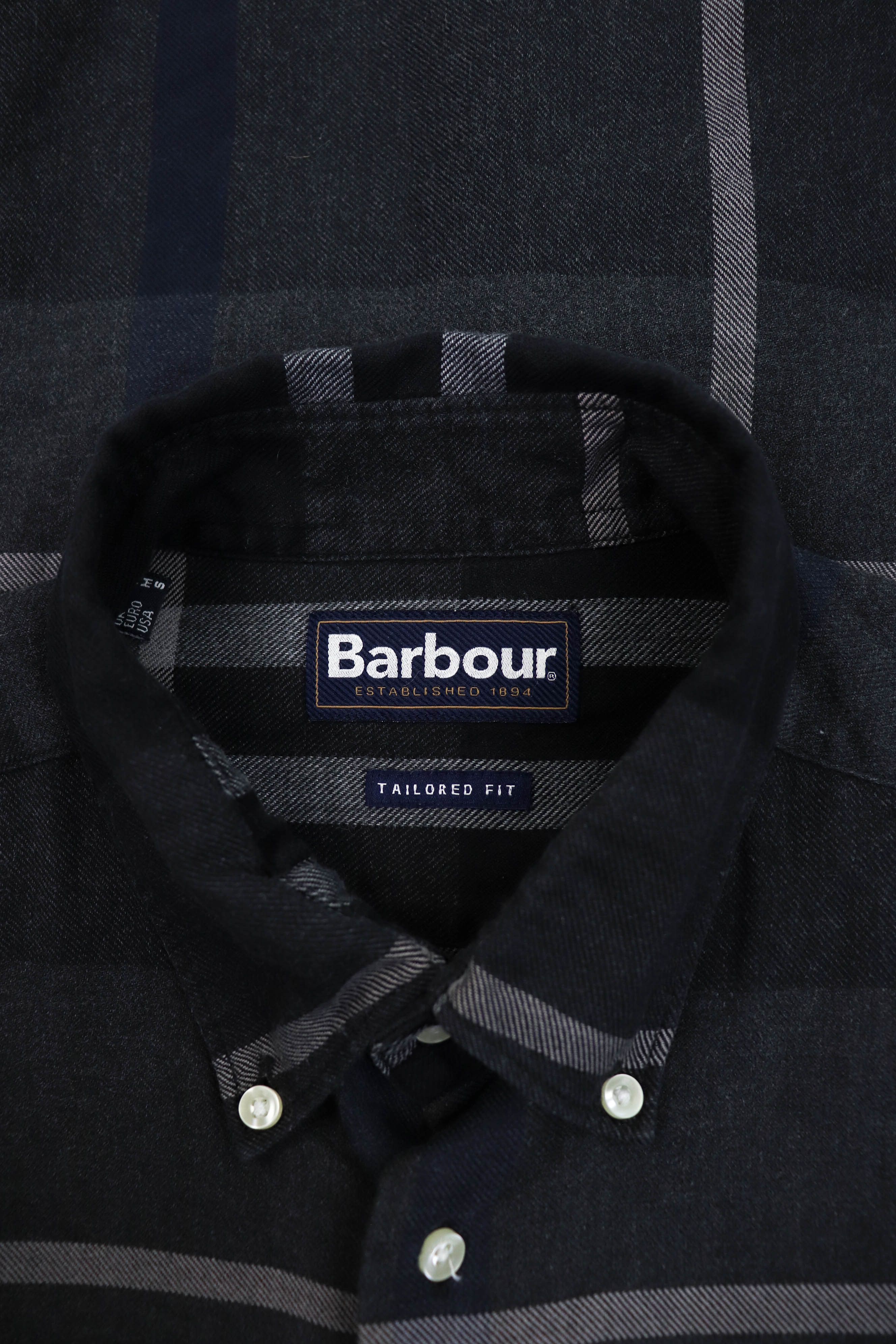 Barbour Barbour Dark Gray Plaid Tailored Fit Shirt Size US S / EU 44-46 / 1 - 8 Thumbnail