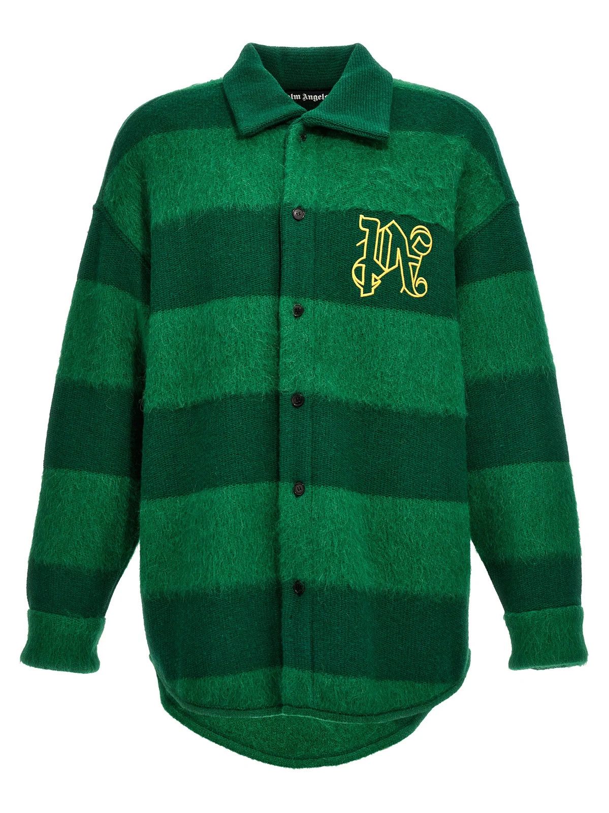 Palm Angels o1y0325 Logo Striped Shirt in Green Size US S / EU 44-46 / 1 - 1 Thumbnail