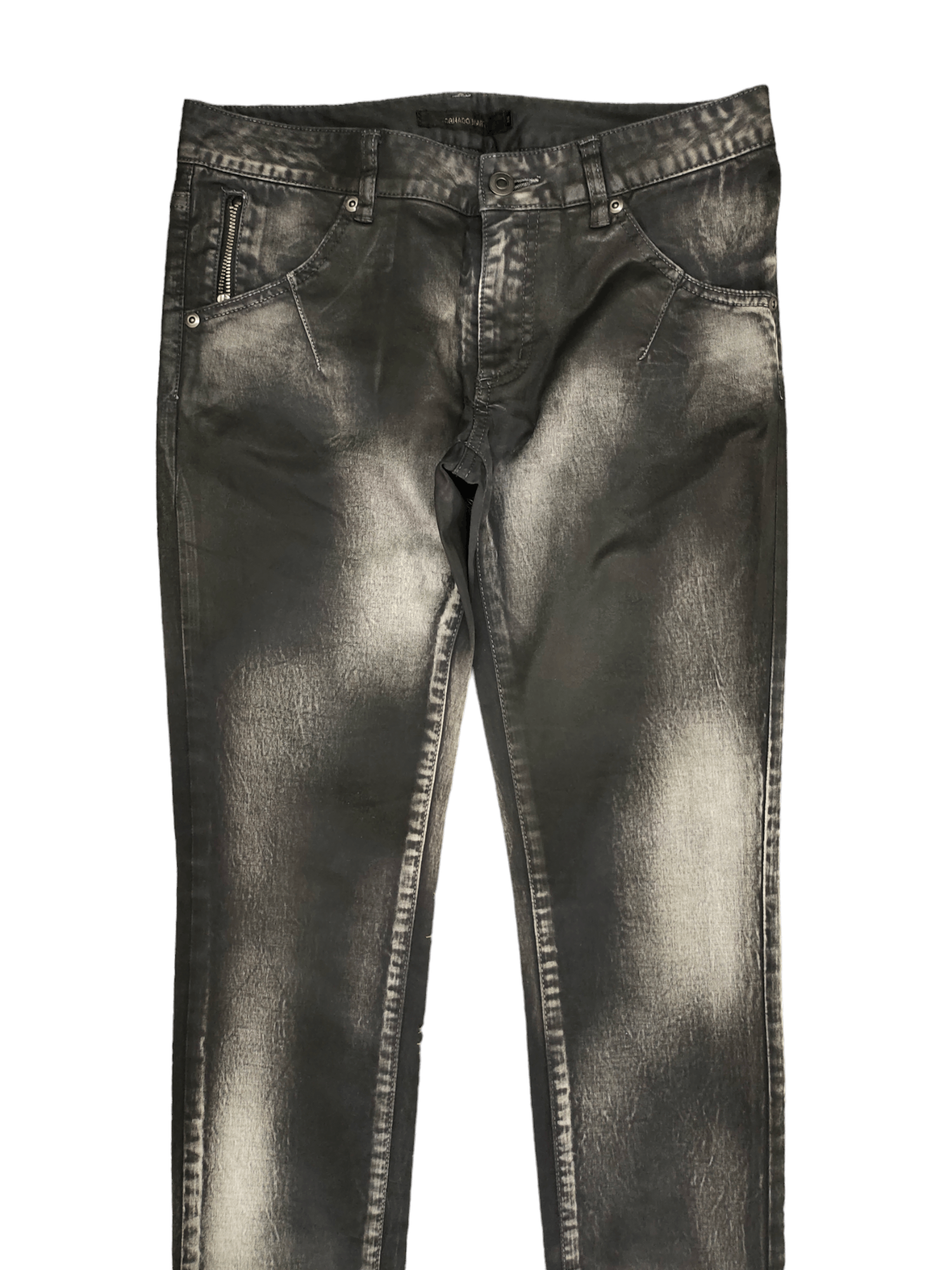 Tornado Mart 1990s Tornado Mart Japan Black Waxed Skinny Denim Pants Size US 29 - 2 Thumbnail