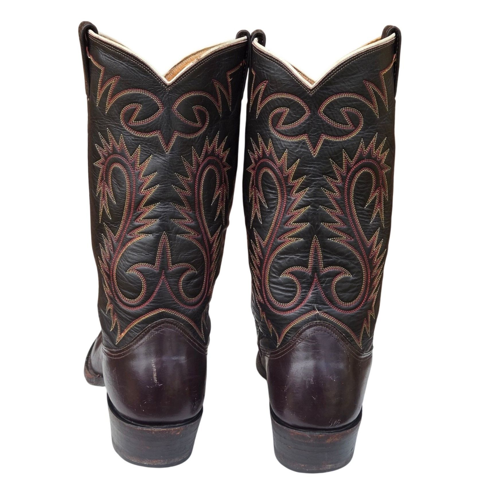 Nocona Vintage Nocona Cowboy Boots Two Tone Brown Leather Mens 11.5 Size US 11.5 / EU 44-45 - 3 Thumbnail