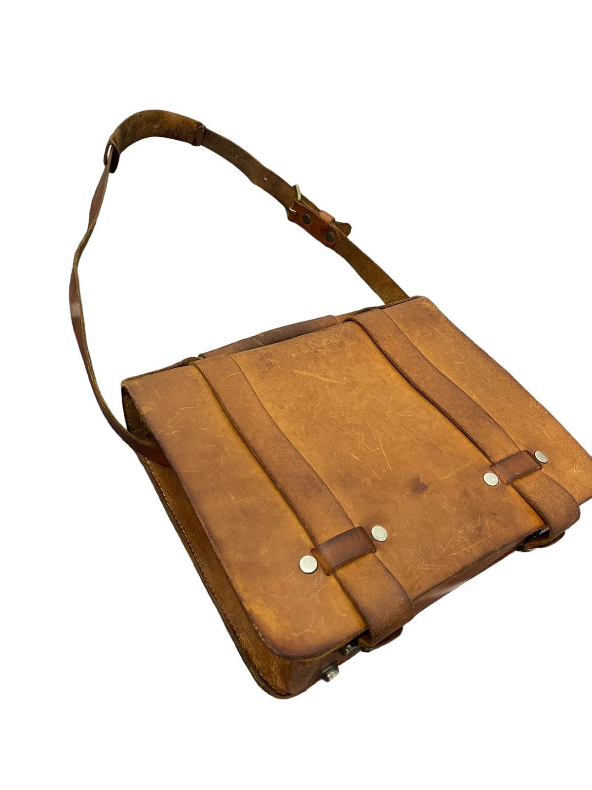 Genuine Leather Full Leather Patina Vtg Herz Japan Handmade Satchel Bag 1🟩 Size ONE SIZE - 4 Thumbnail