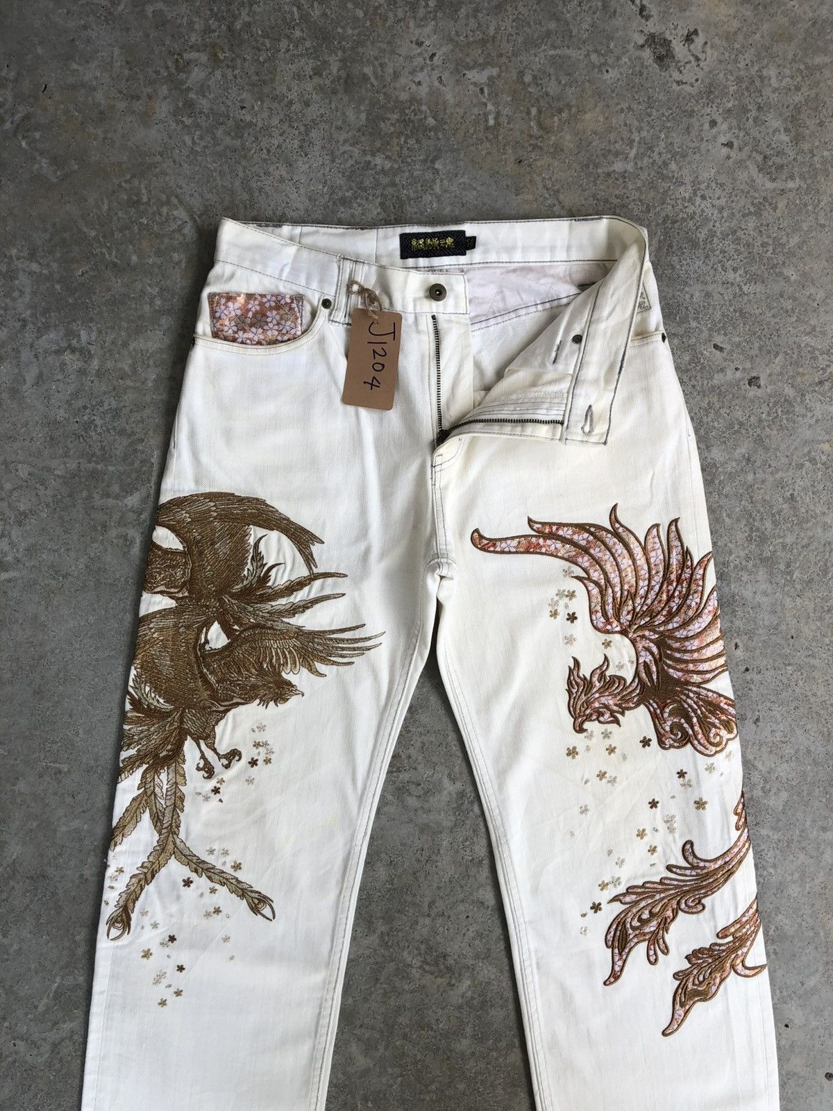 Karakuri Tamashii Karakuri Tamashii Embroidered Denim Distressed Jeans Size US 31 - 3 Thumbnail
