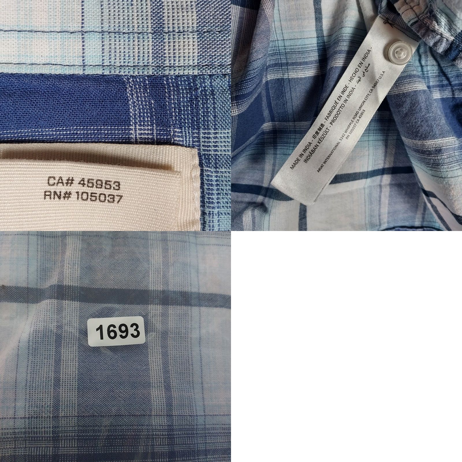 Ariat Ariat Western Snap Shirt Mens XXL Tall Blue Plaid Short Sleeve Button-Up Pocketed Cotton Woven Regular Fit Collared N/A Size US XXL / EU 58 / 5 - 8 Thumbnail