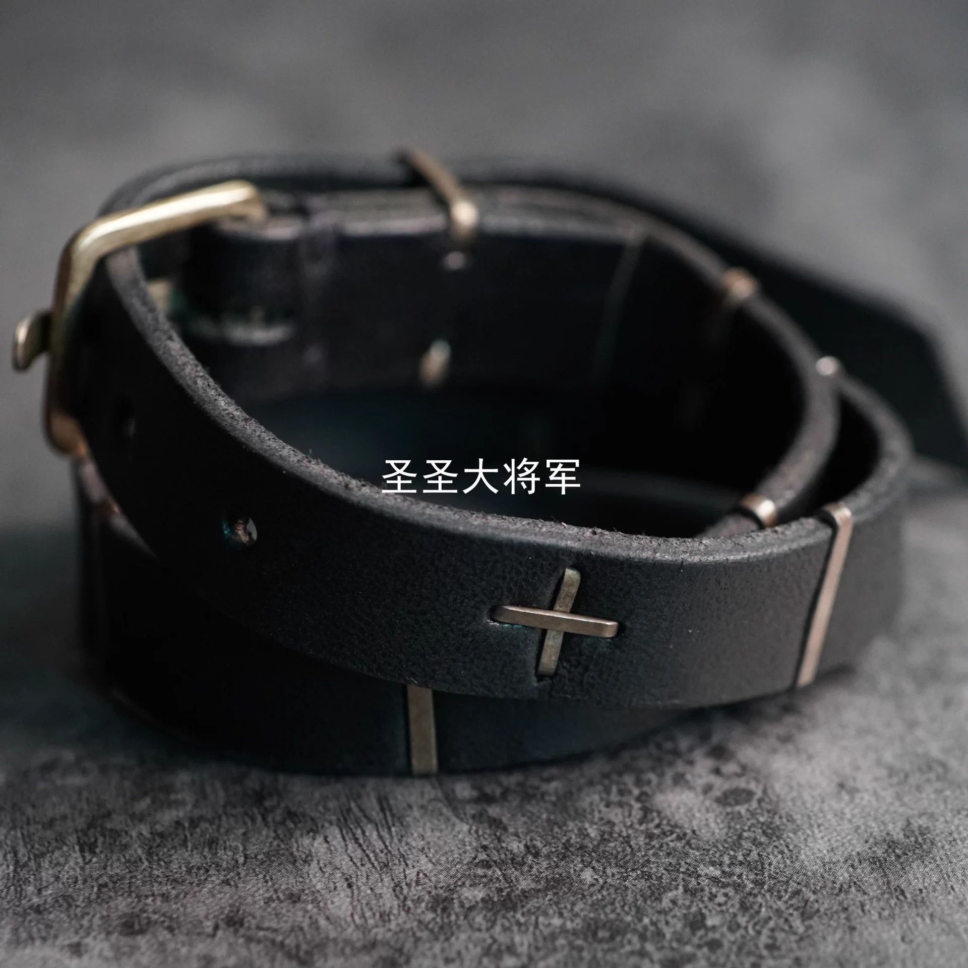 Ma+ Black Leather Belt with Metal Buckle Size ONE SIZE - 5 Thumbnail