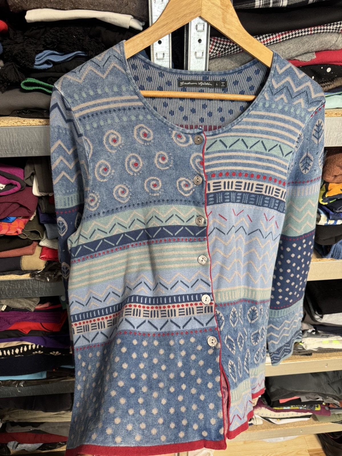 Gudrun Sjoden Gudrun Sjoden Sz L Printed Button Up Cardigan Sweater Jacket Size L / US 10 / IT 46 - 3 Thumbnail
