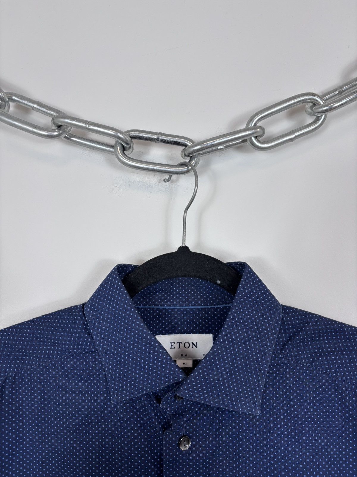 Eton Eton Men’s Polka Dot Slim Fit Navy Blue Button Up Shirt Size US M / EU 48-50 / 2 - 4 Thumbnail