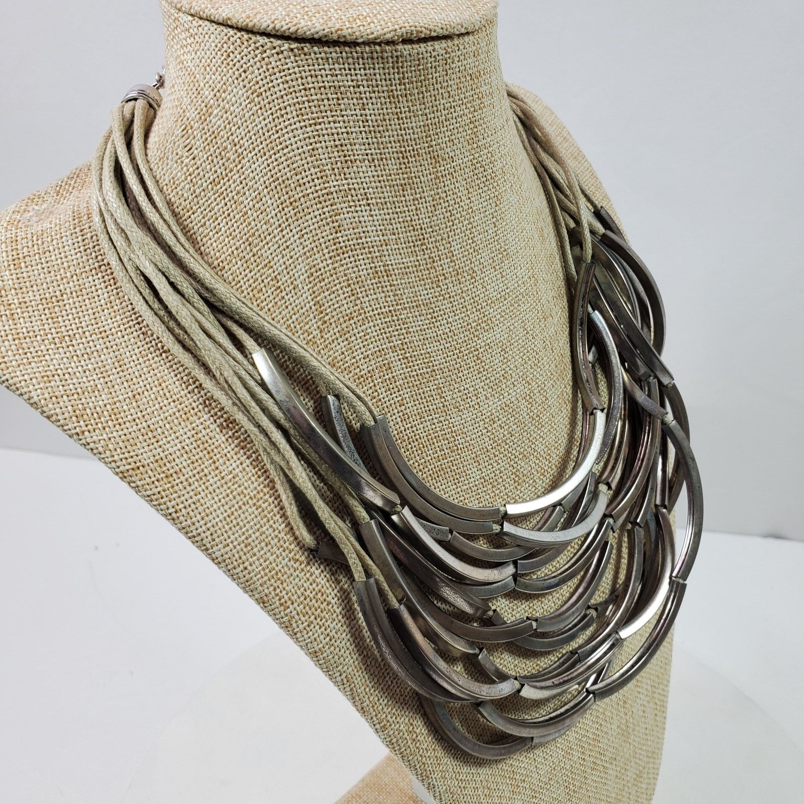 The Unbranded Brand Messy Hippie Style Silver Tone w/ Multi Rope Necklace 18" Size ONE SIZE - 2 Thumbnail
