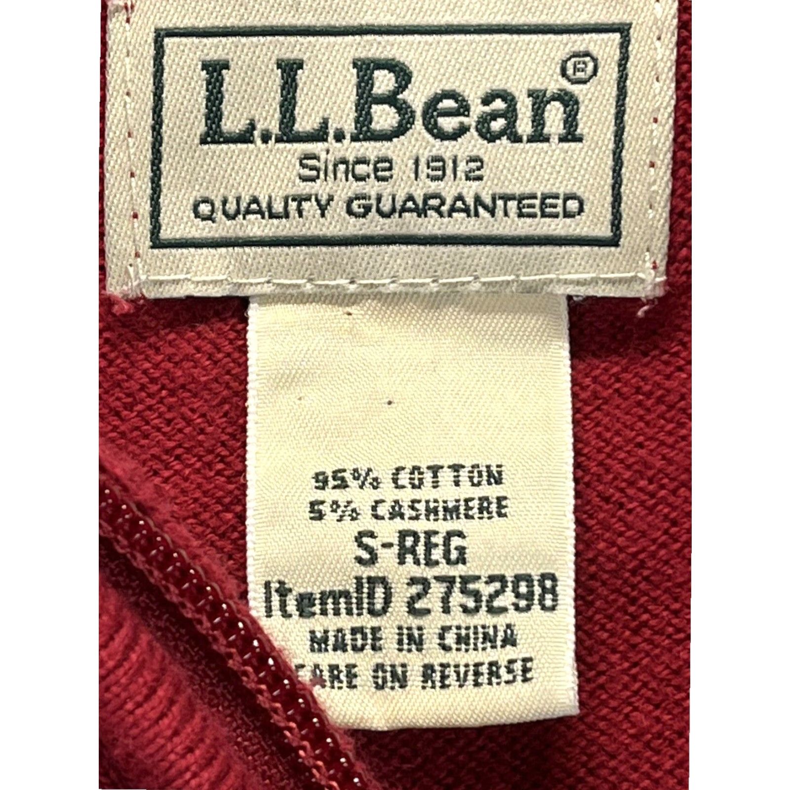 Vintage L.L. Bean Mens 1/4 Zip Sweater Small Red Cotton Cashmere Blend Pullover Fall Winter Walking Size US S / EU 44-46 / 1 - 3 Thumbnail