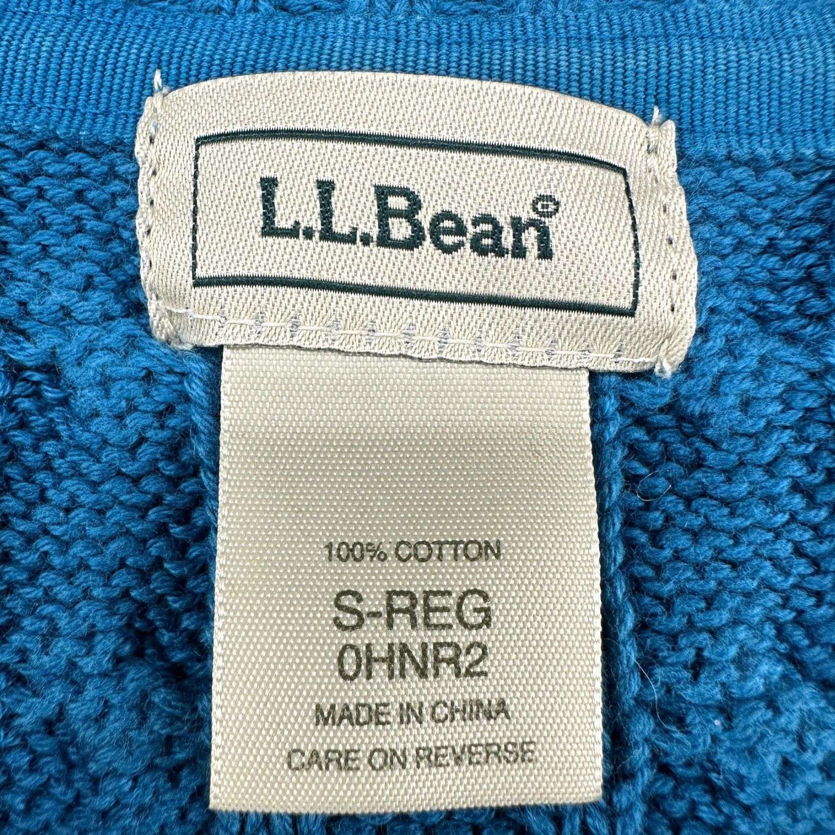 Vintage LL Bean Sweater Woman Small Blue Pullover Cable Knit Cotton Crew Neck Chunky Size S / US 4 / IT 40 - 4 Thumbnail