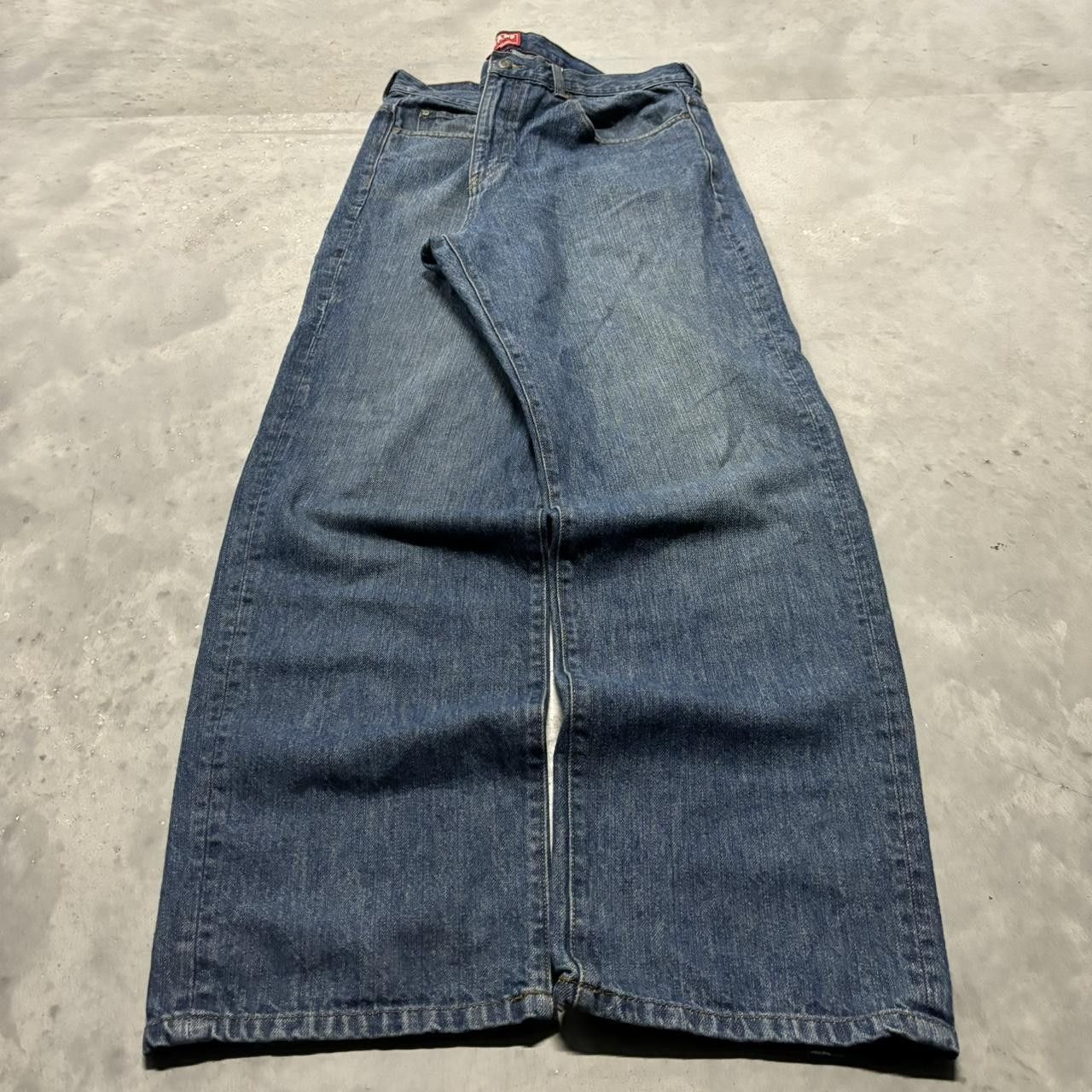 Japanese Brand × Vintage Crazy Vintage Y2K/2000s Baggy Grunge Dark Wash Skater Denim Jeans! Size US 38 / EU 54 - 3 Thumbnail