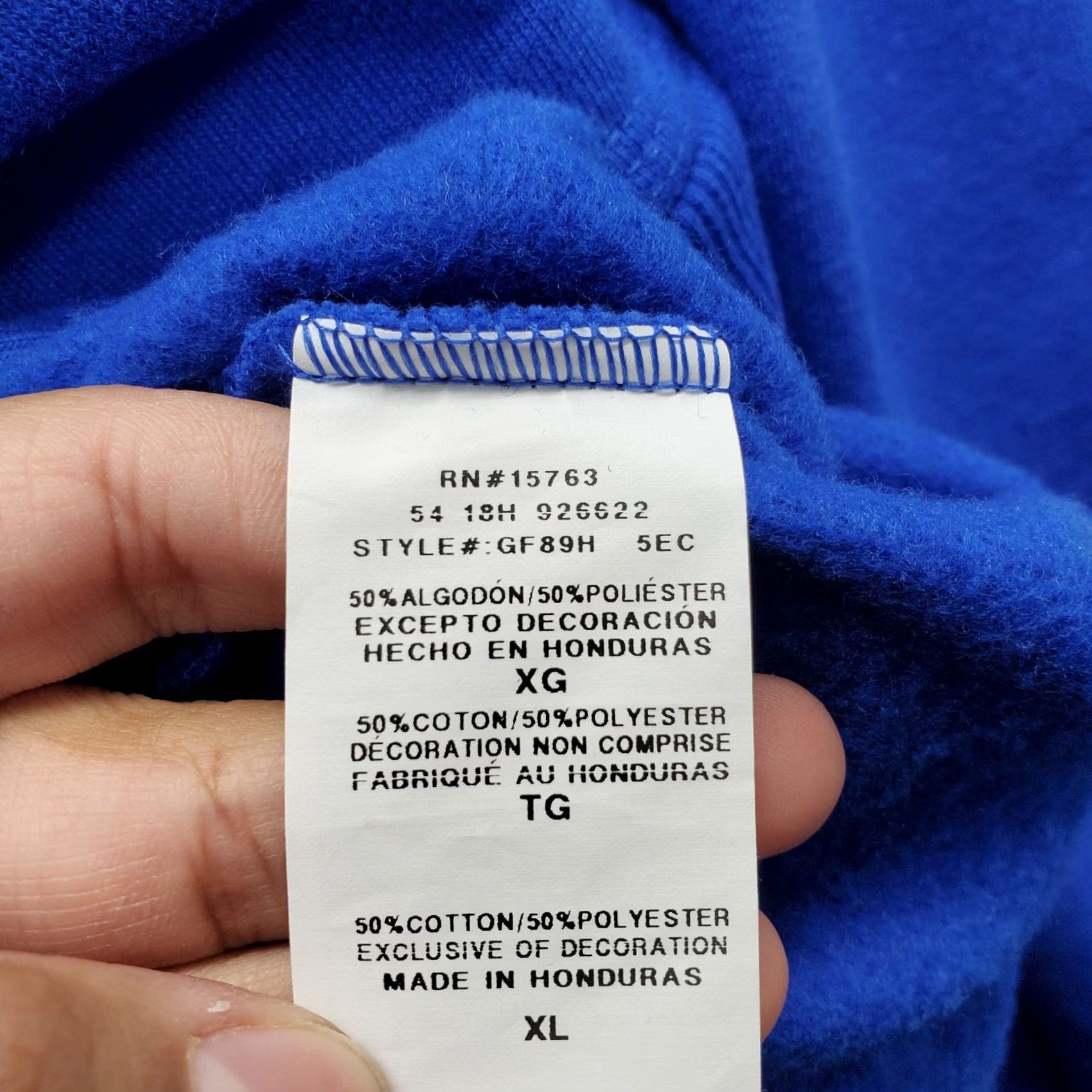Champion Champion Powerblend Hoodie Mens XL Blue Long Sleeve Spellout Logo Pullover GF89H Size US XL / EU 56 / 4 - 6 Thumbnail