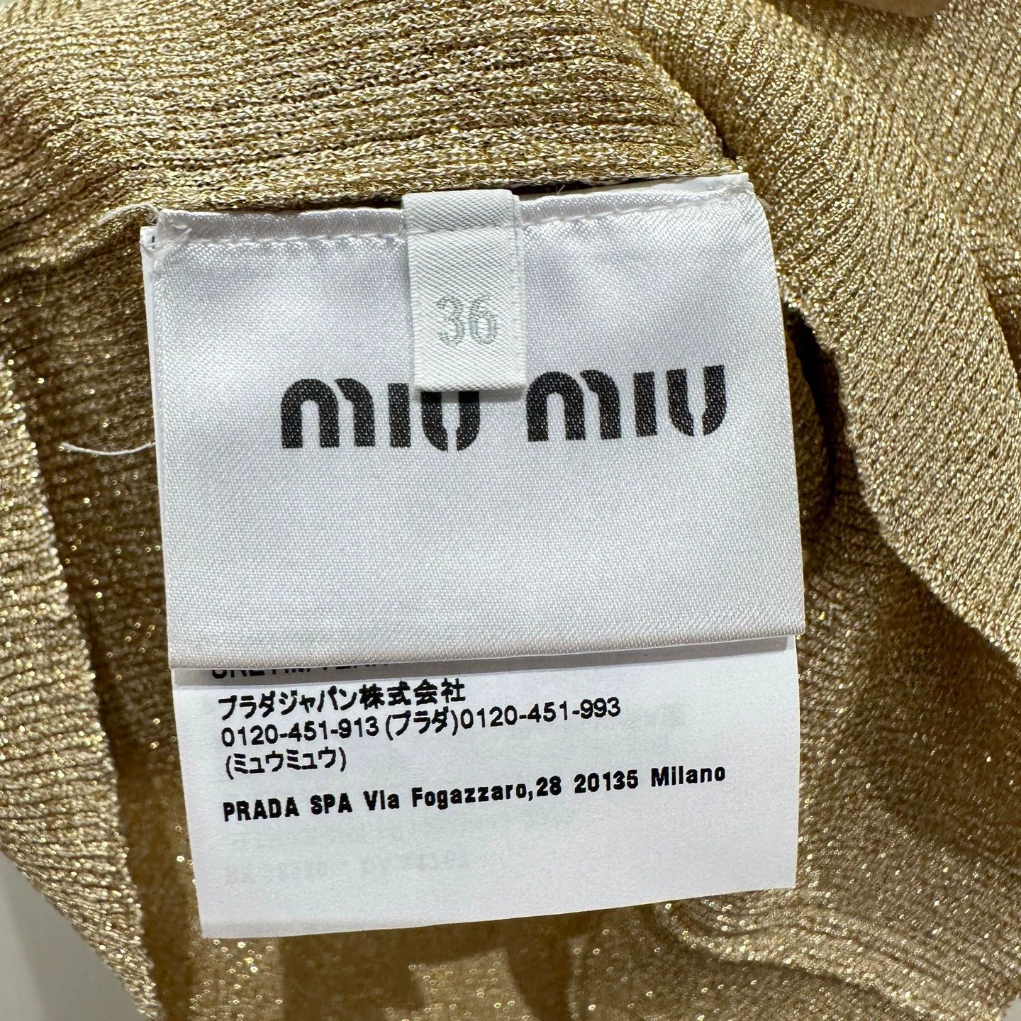 Miu Miu MIU MIU gold thread elastic logo knit shortPolo 36 Size XS / US 0-2 / IT 36-38 - 4 Thumbnail