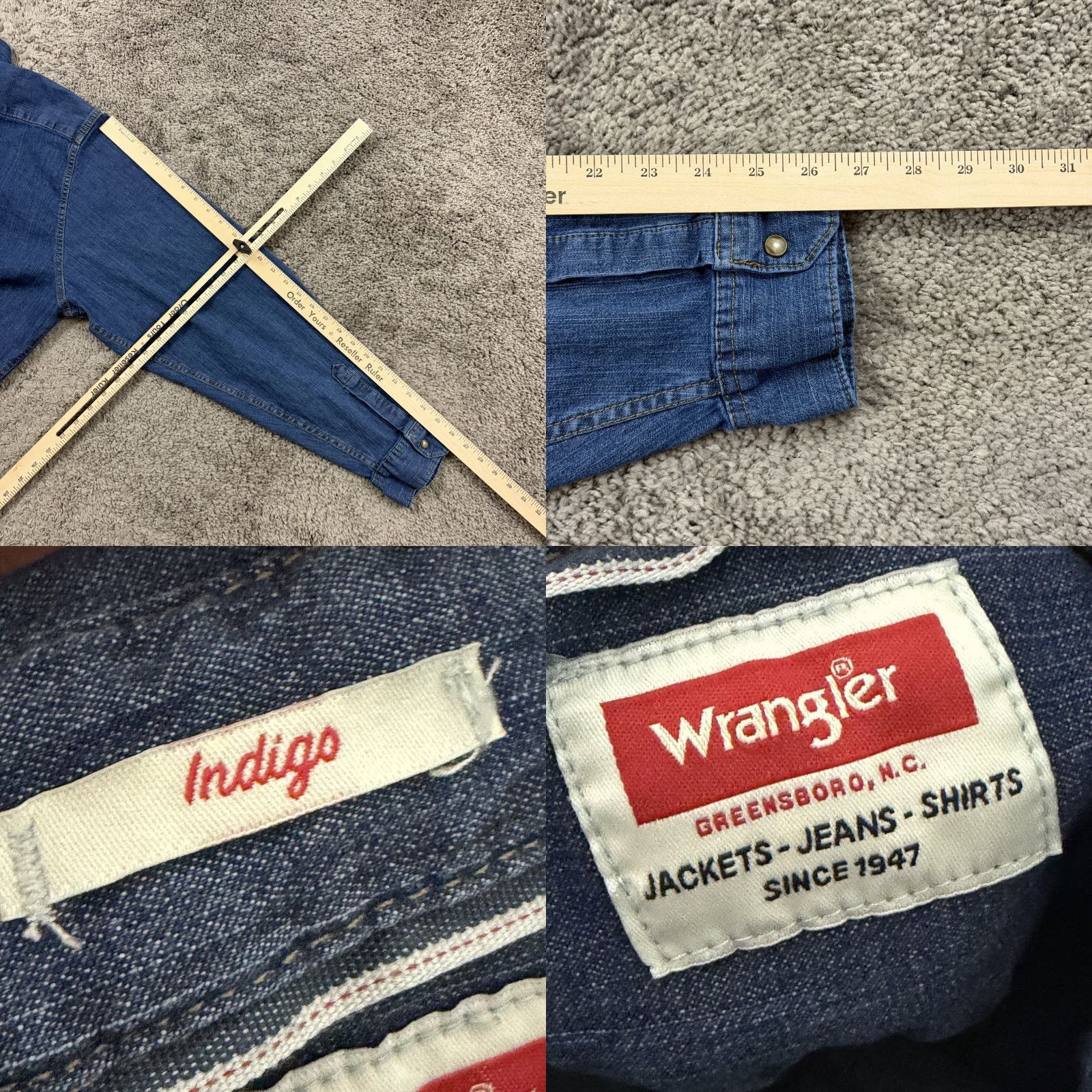 Wrangler Wrangler Shirt Mens 3XL Blue Denim Long Sleeve Pearl Snap Stretch Dark Indigo Category: Button-Up Size US XXL / EU 58 / 5 - 8 Thumbnail