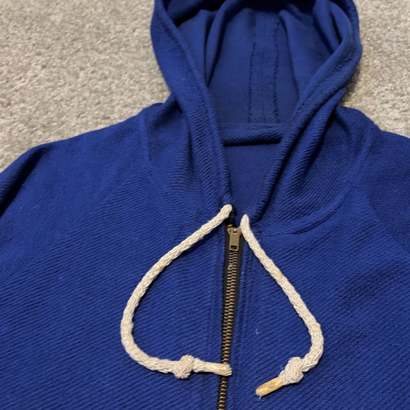 Vintage VINTAGE 1950s Blue Crepe Woven Cloth Full Zip Hoodie Jacket Conmar Zipper Large Mens) Size US L / EU 52-54 / 3 - 3 Thumbnail
