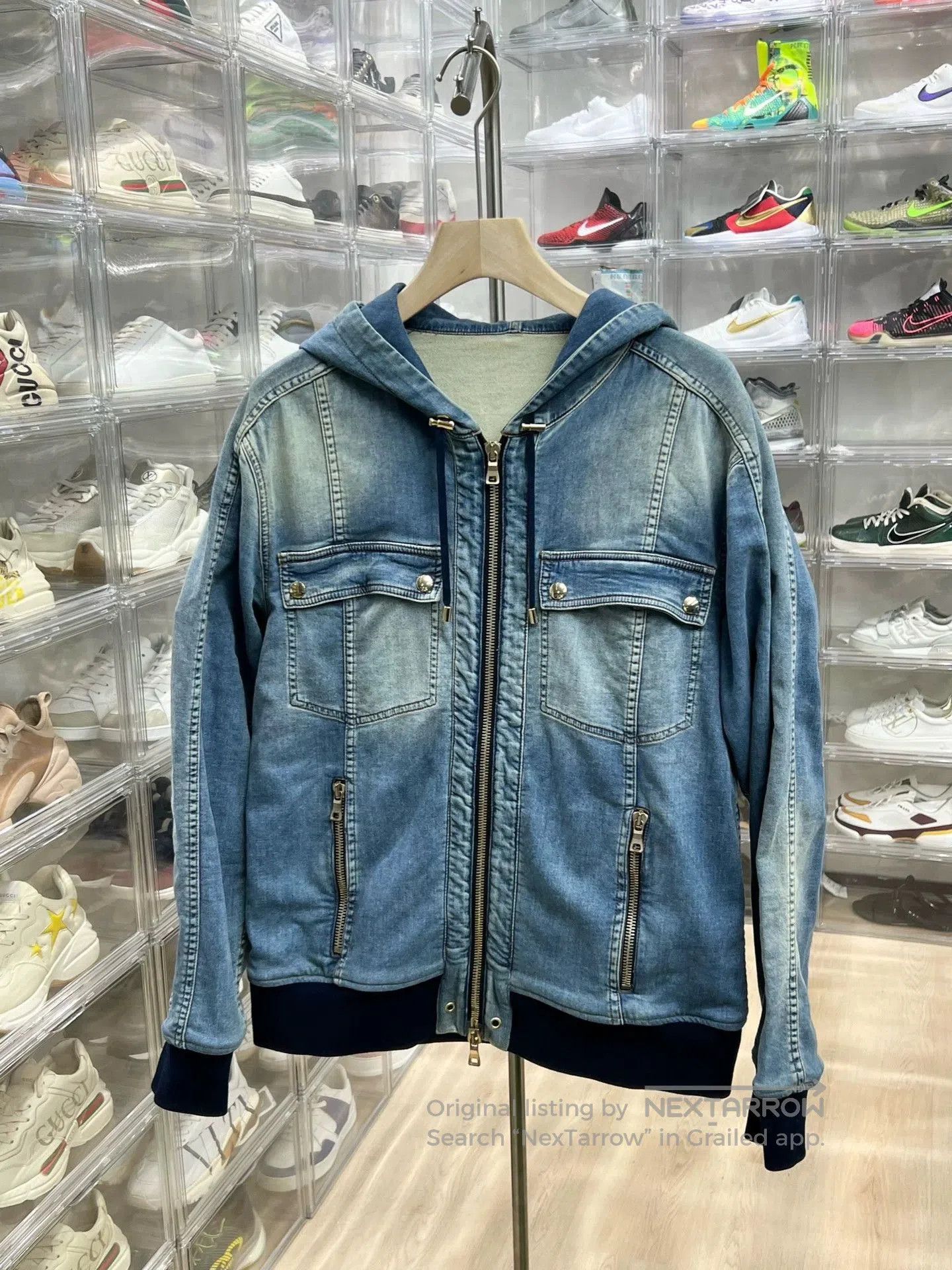 Balmain Balmain Blue Denim Hooded Jacket XL. Size US XL / EU 56 / 4 - 1 Thumbnail