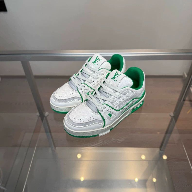 Louis Vuitton Louis Vuitton LV Trainer White Green Sneakers - dmc Size US 5.5 / EU 38 - 1 Thumbnail