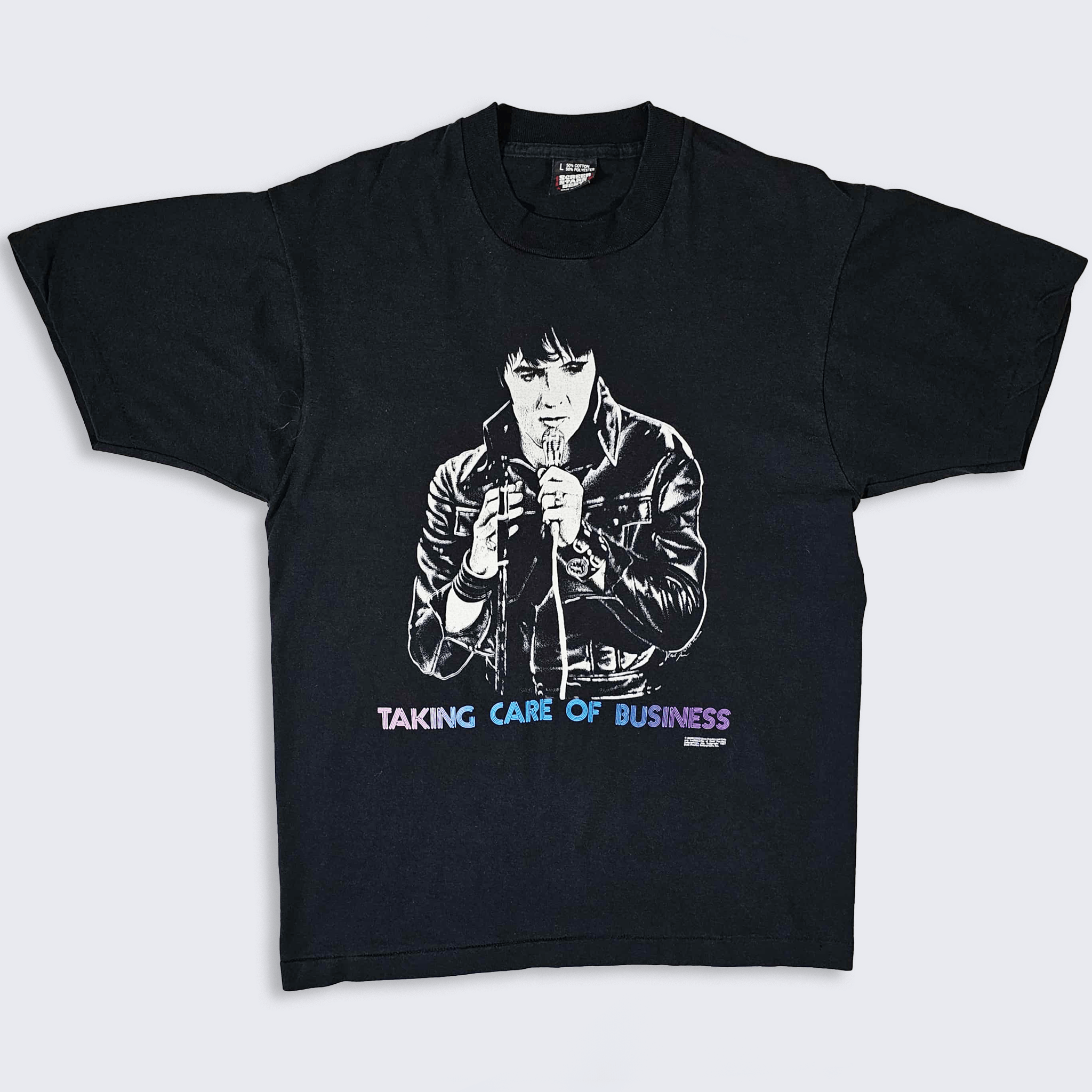 Vintage Elvis Presley Vintage 80s Taking Care of Business T-Shirt Size US L / EU 52-54 / 3 - 1 Thumbnail