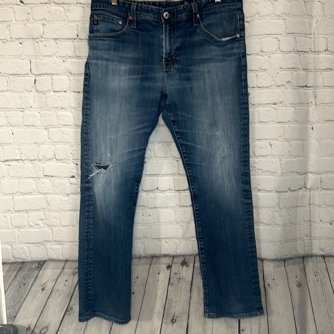 Vintage AG Adriano Goldschmied Mens Jeans 36x32 Blue Straight Jeans Mens 36 32 Blue AG Size US 36 / EU 52 - 2 Thumbnail