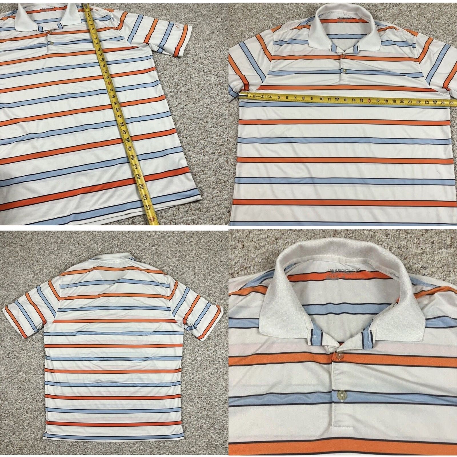 Nike Nike Golf Polo Shirt Mens XL White Striped Short Sleeve Casual Golf Polo Size US XL / EU 56 / 4 - 8 Thumbnail